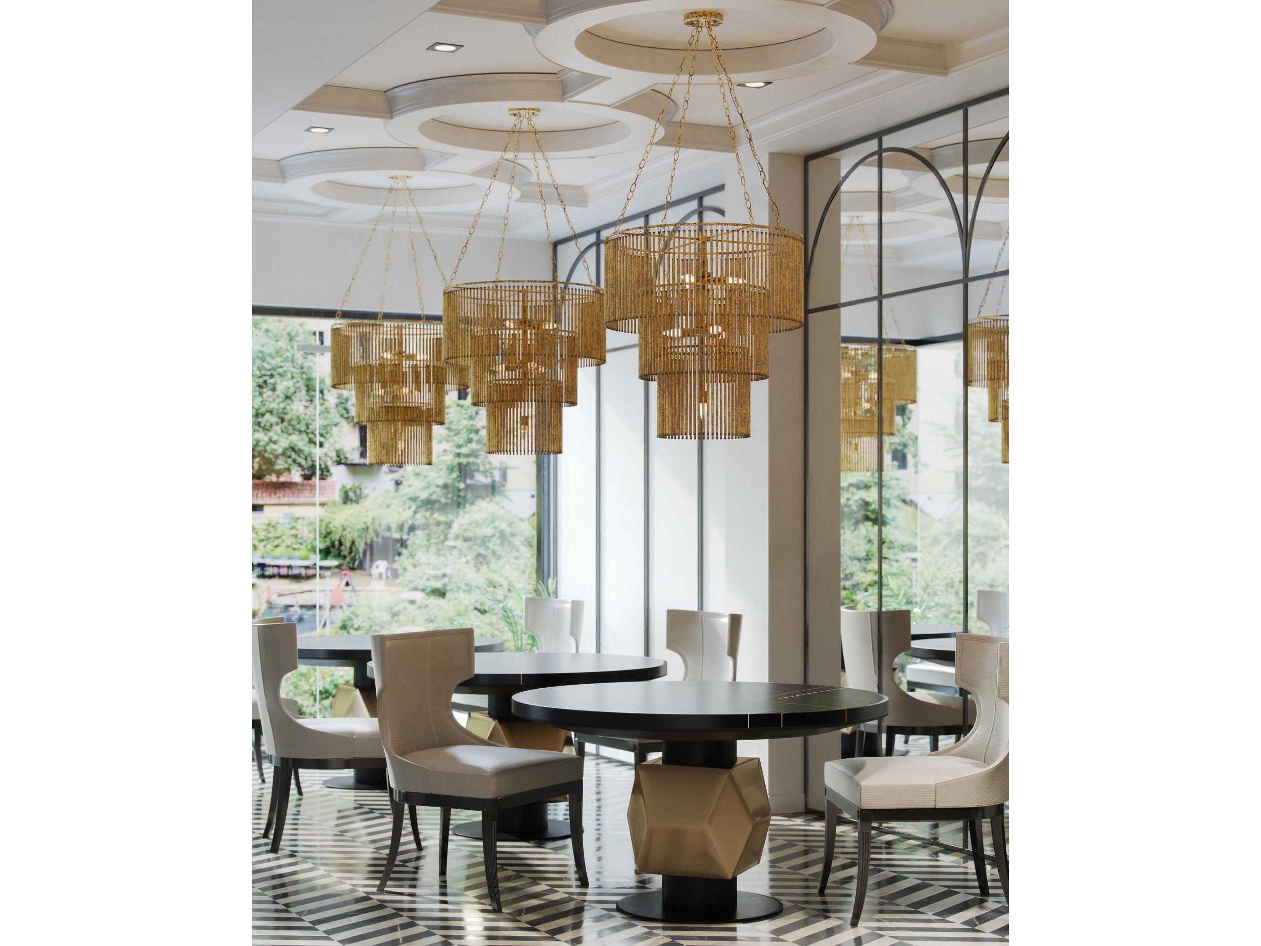 Currey & Company Mantra 7-Light Gold Leaf Tiered Chandelier