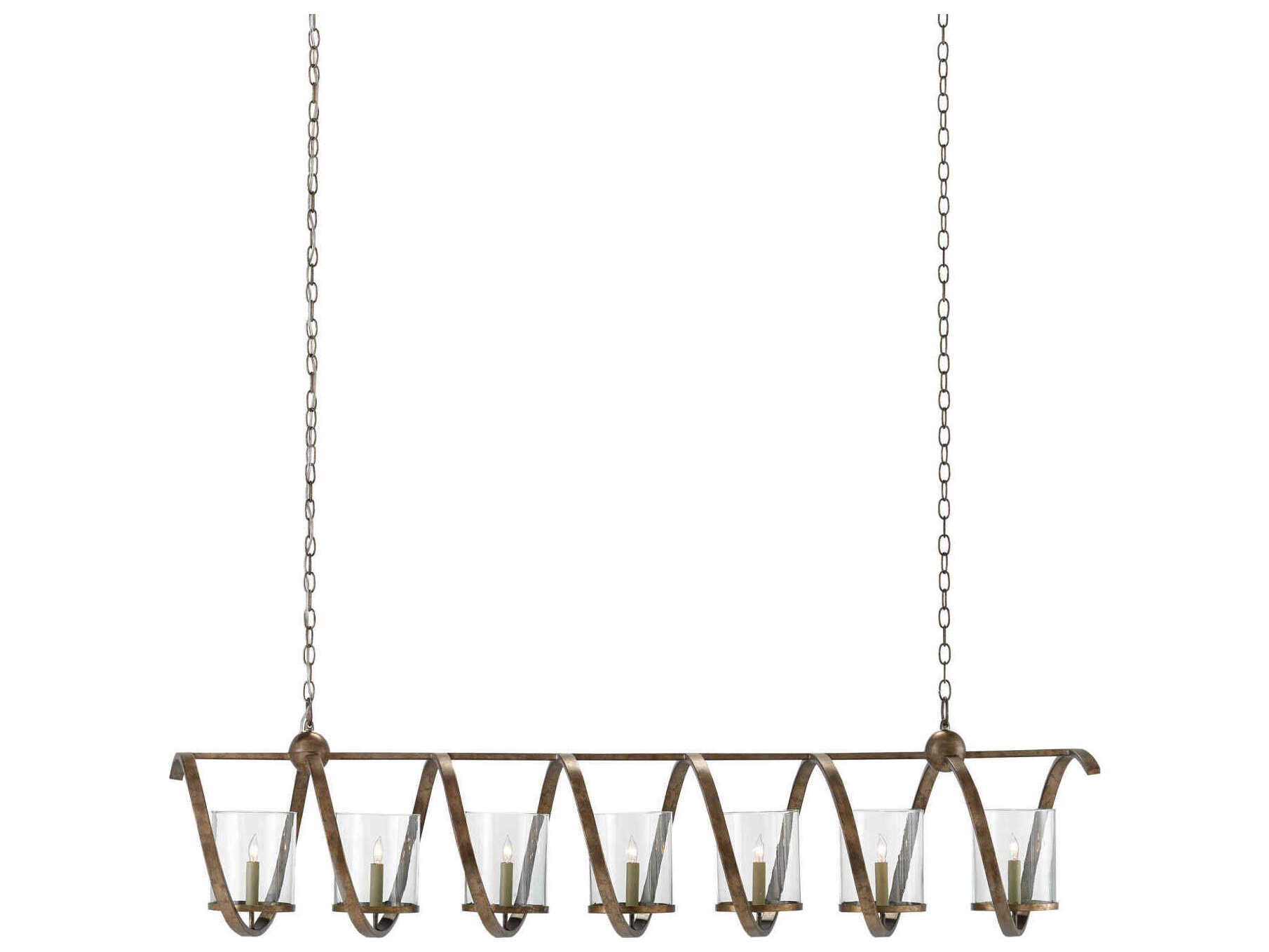 Currey & Company Maximus 7-Light Pyrite Bronze Glass Island Pendant