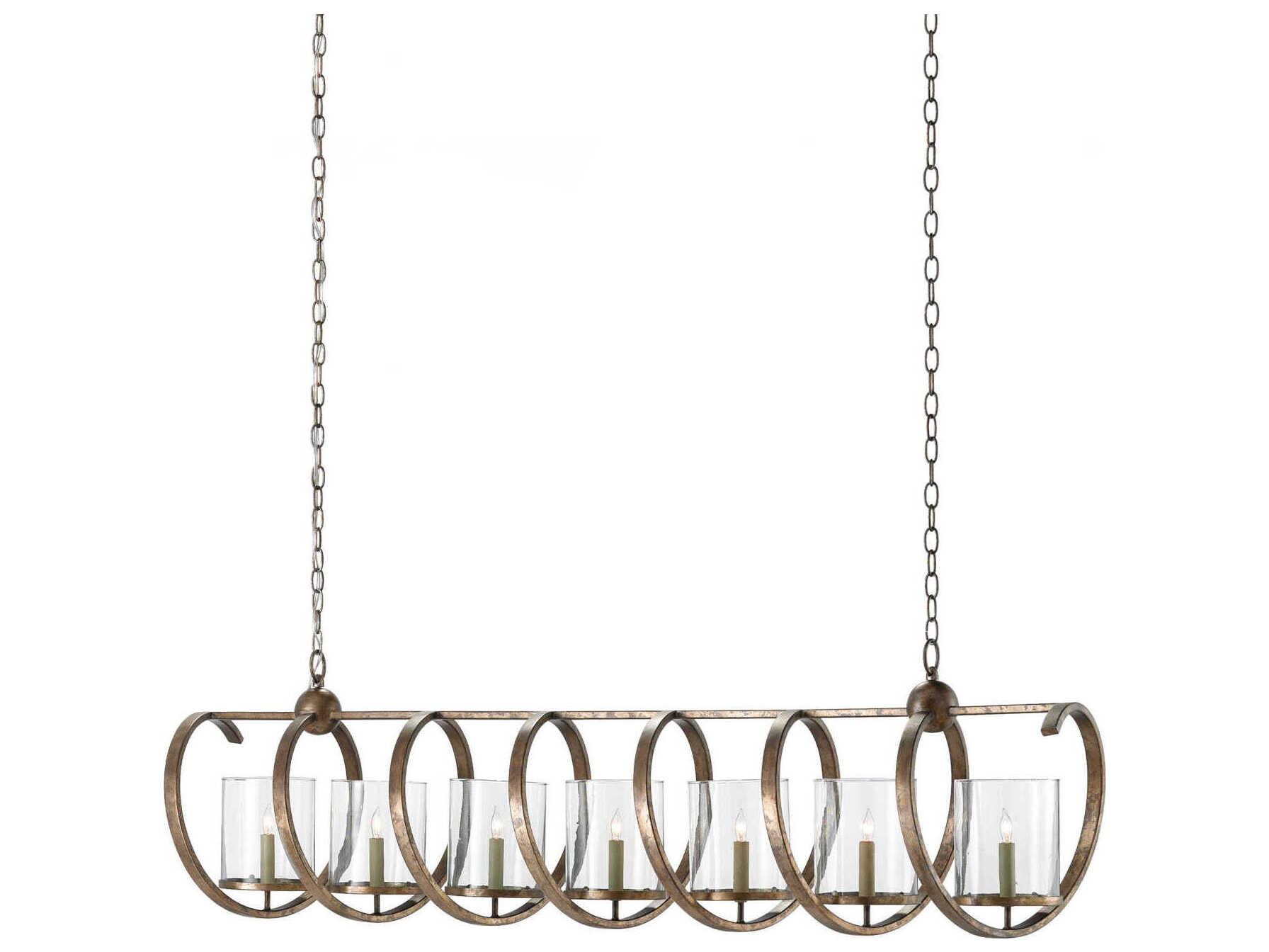 Currey & Company Maximus 7-Light Pyrite Bronze Glass Island Pendant