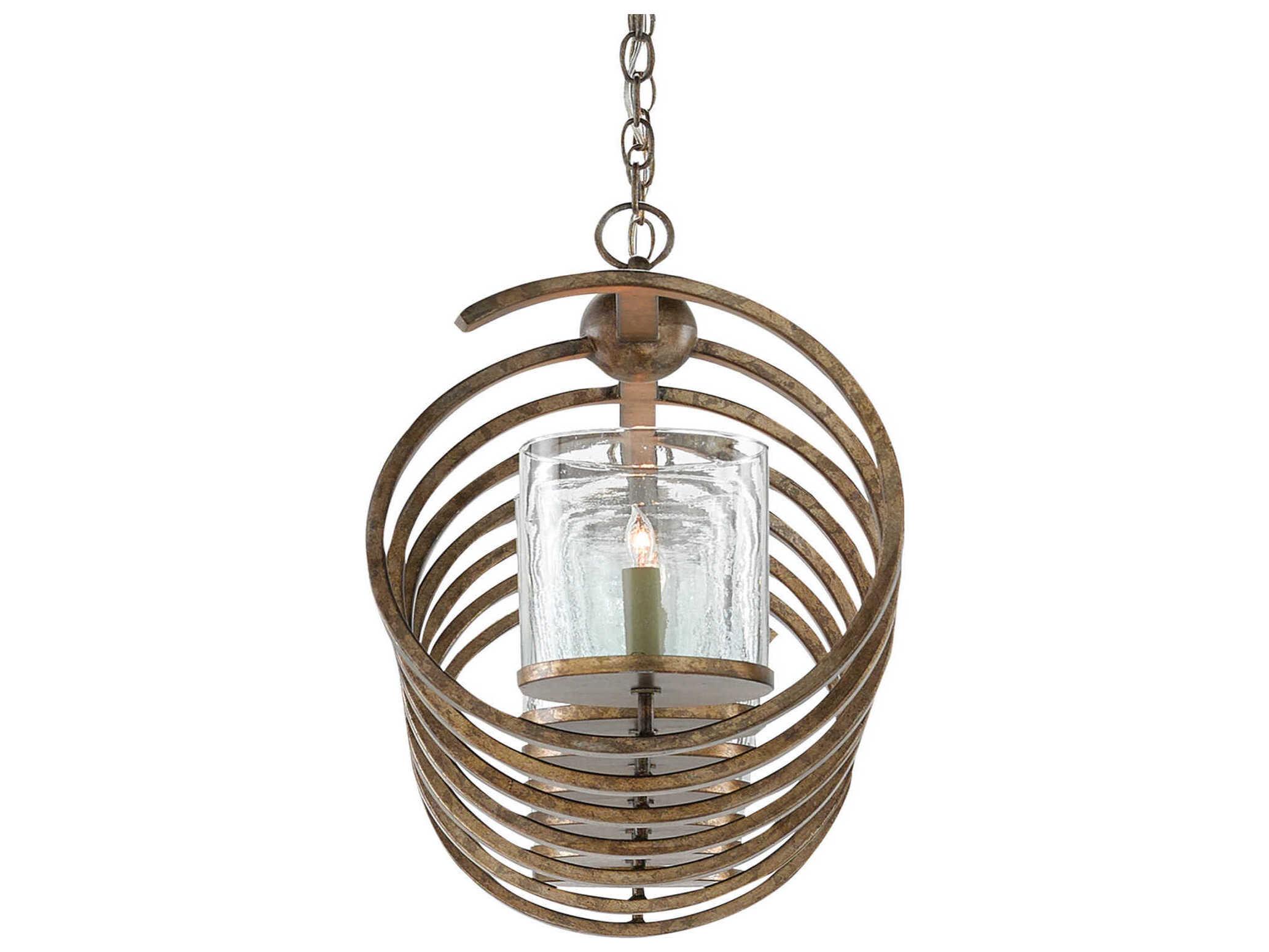 Currey & Company Maximus 7-Light Pyrite Bronze Glass Island Pendant