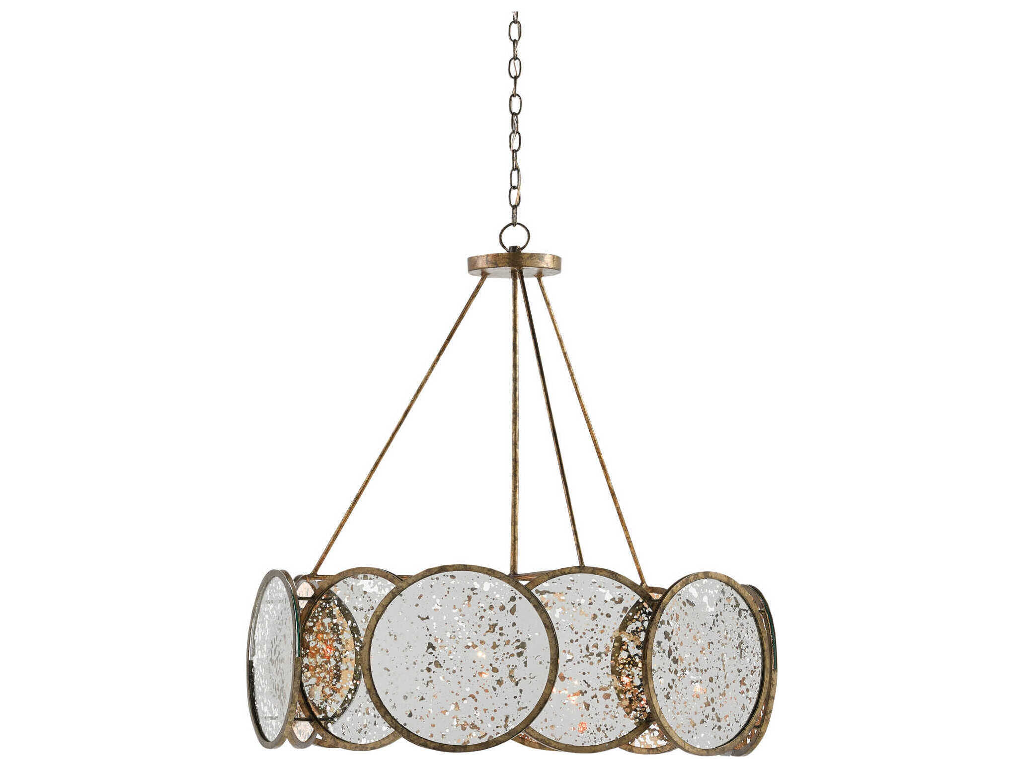 Currey & Company Oliveri 6-Light Pyrite Bronze Raj Mirror Glass Pendant