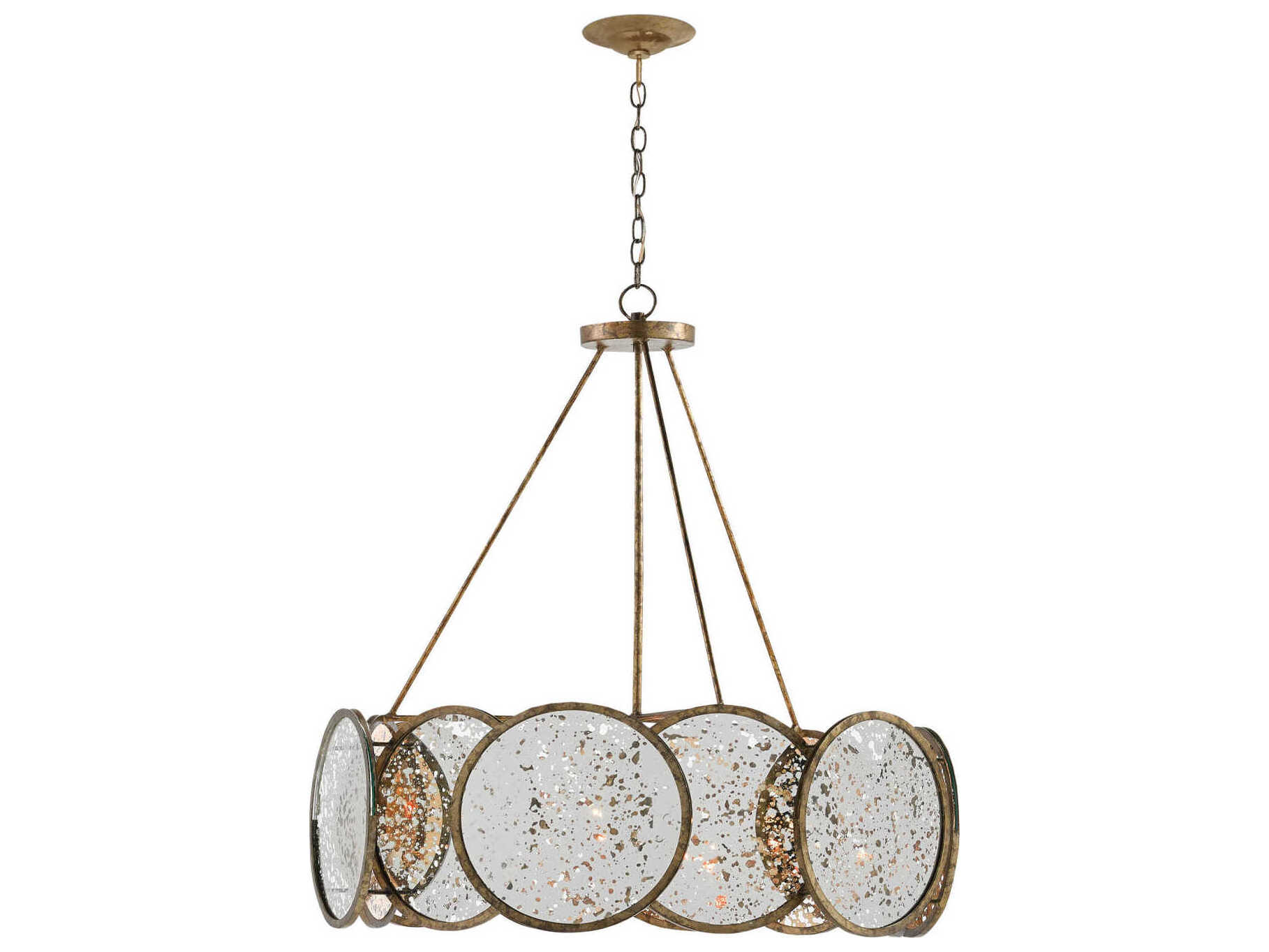 Currey & Company Oliveri 6-Light Pyrite Bronze Raj Mirror Glass Pendant