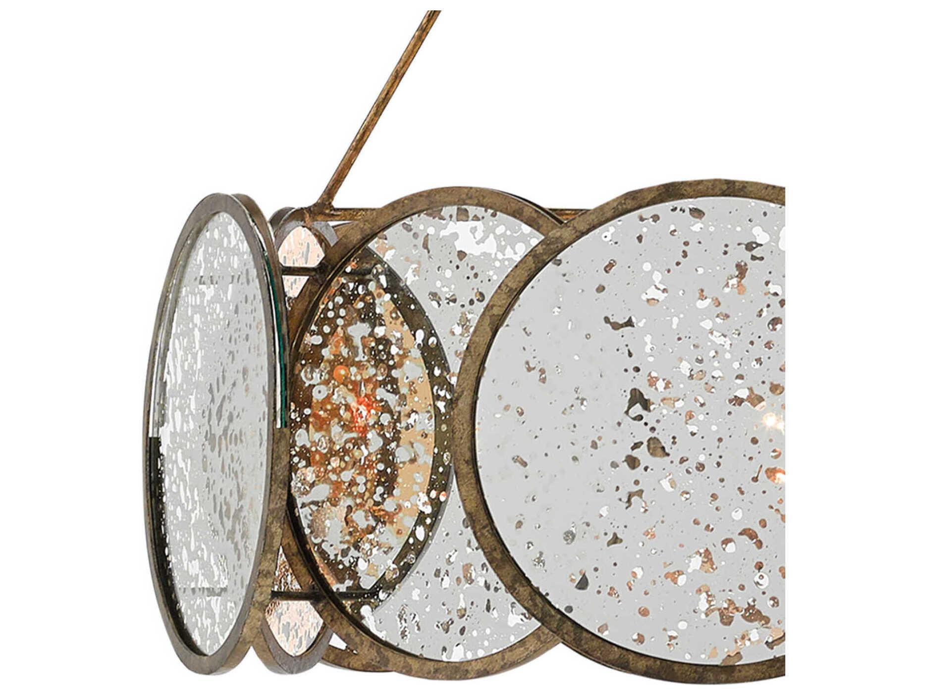 Currey & Company Oliveri 6-Light Pyrite Bronze Raj Mirror Glass Pendant