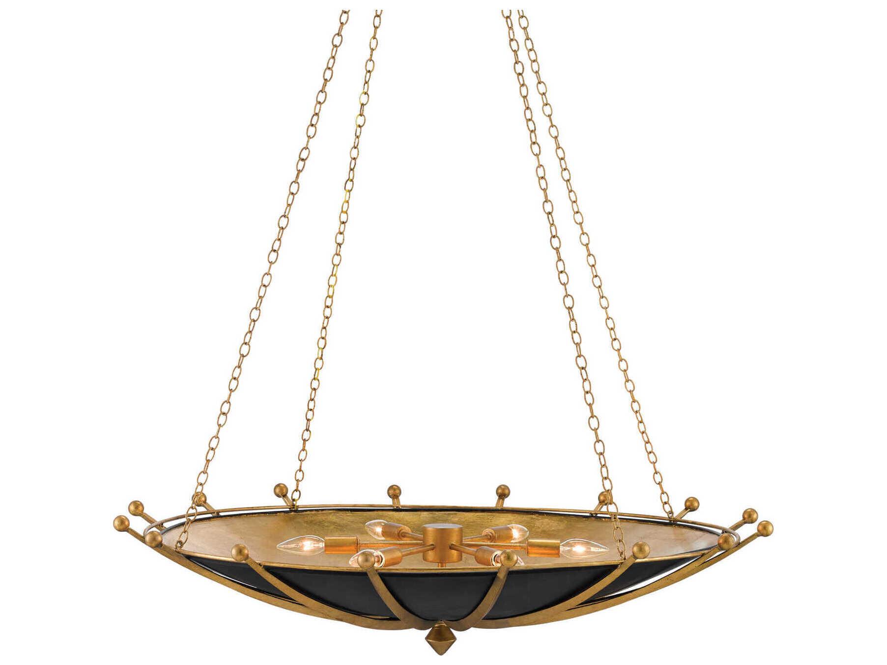 Currey & Company Fontaine 6-Light Black Bowl Pendant