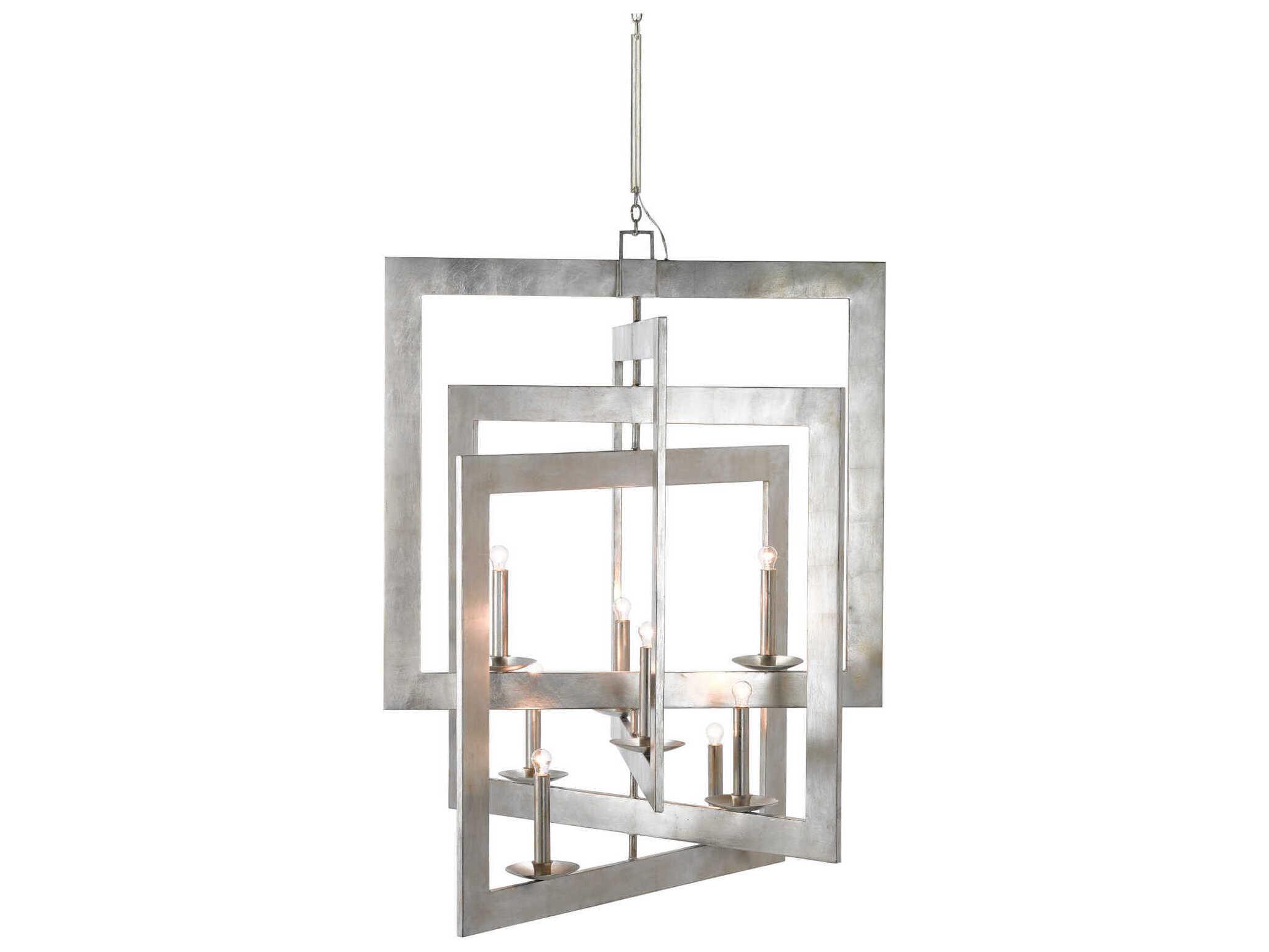 Currey & Company Middleton 8-Light Contemporary Silver Leaf Candelabra Chandelier