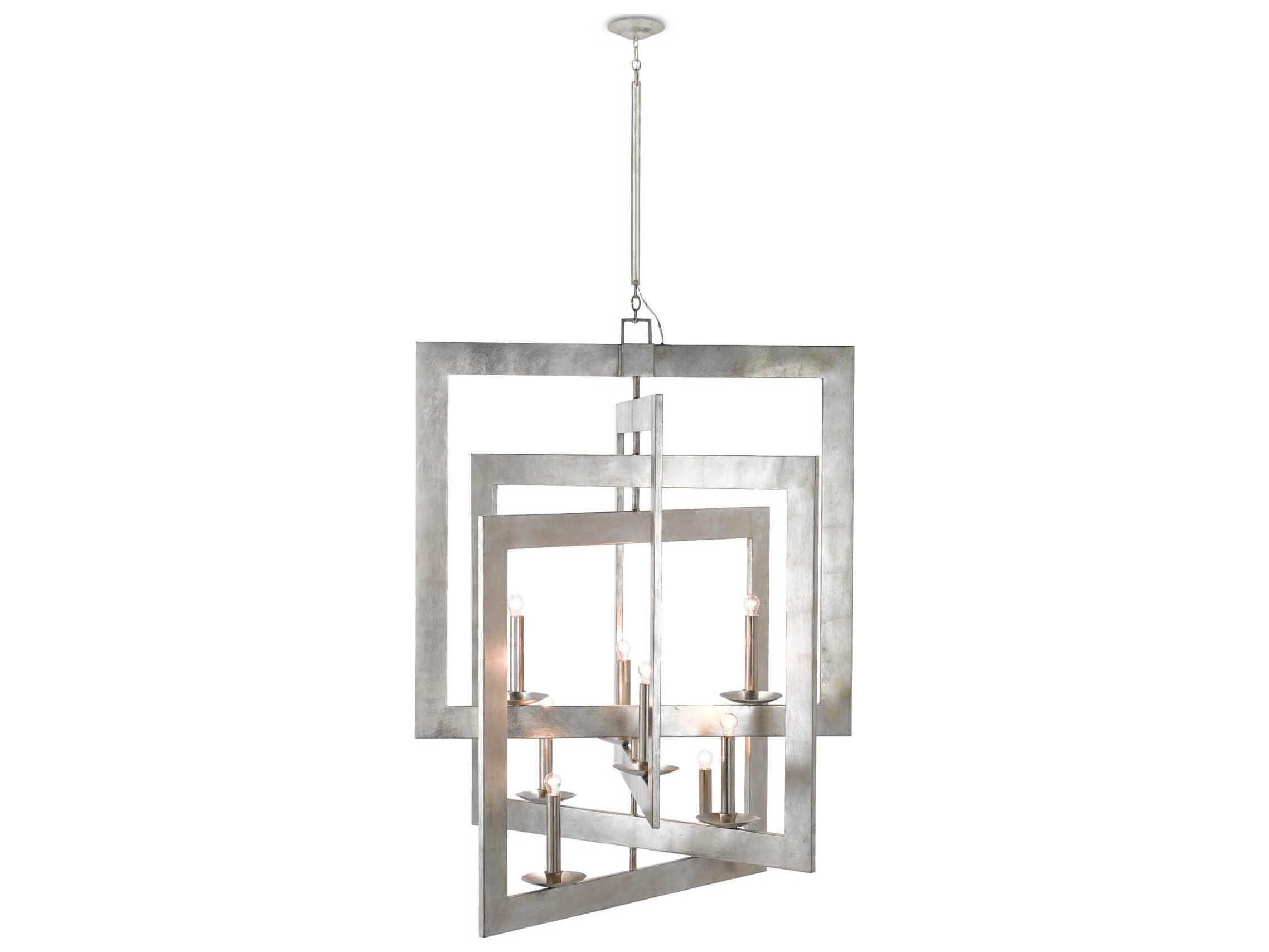 Currey & Company Middleton 8-Light Contemporary Silver Leaf Candelabra Chandelier