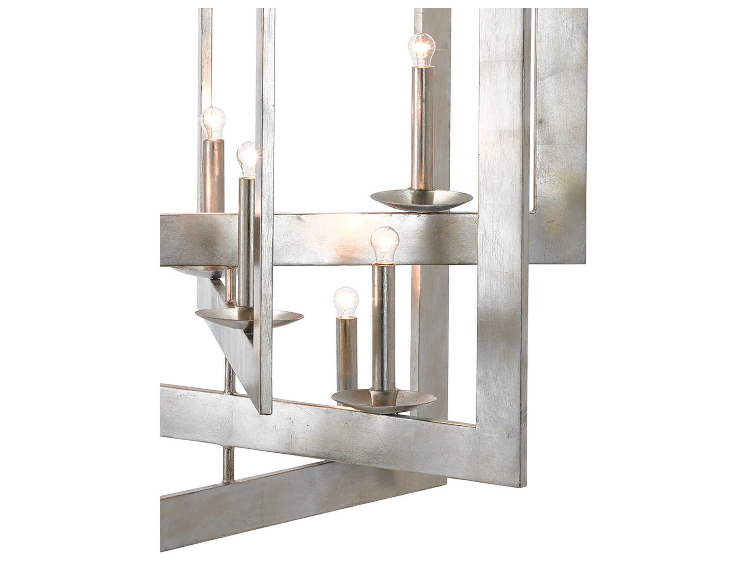 Currey & Company Middleton 8-Light Contemporary Silver Leaf Candelabra Chandelier