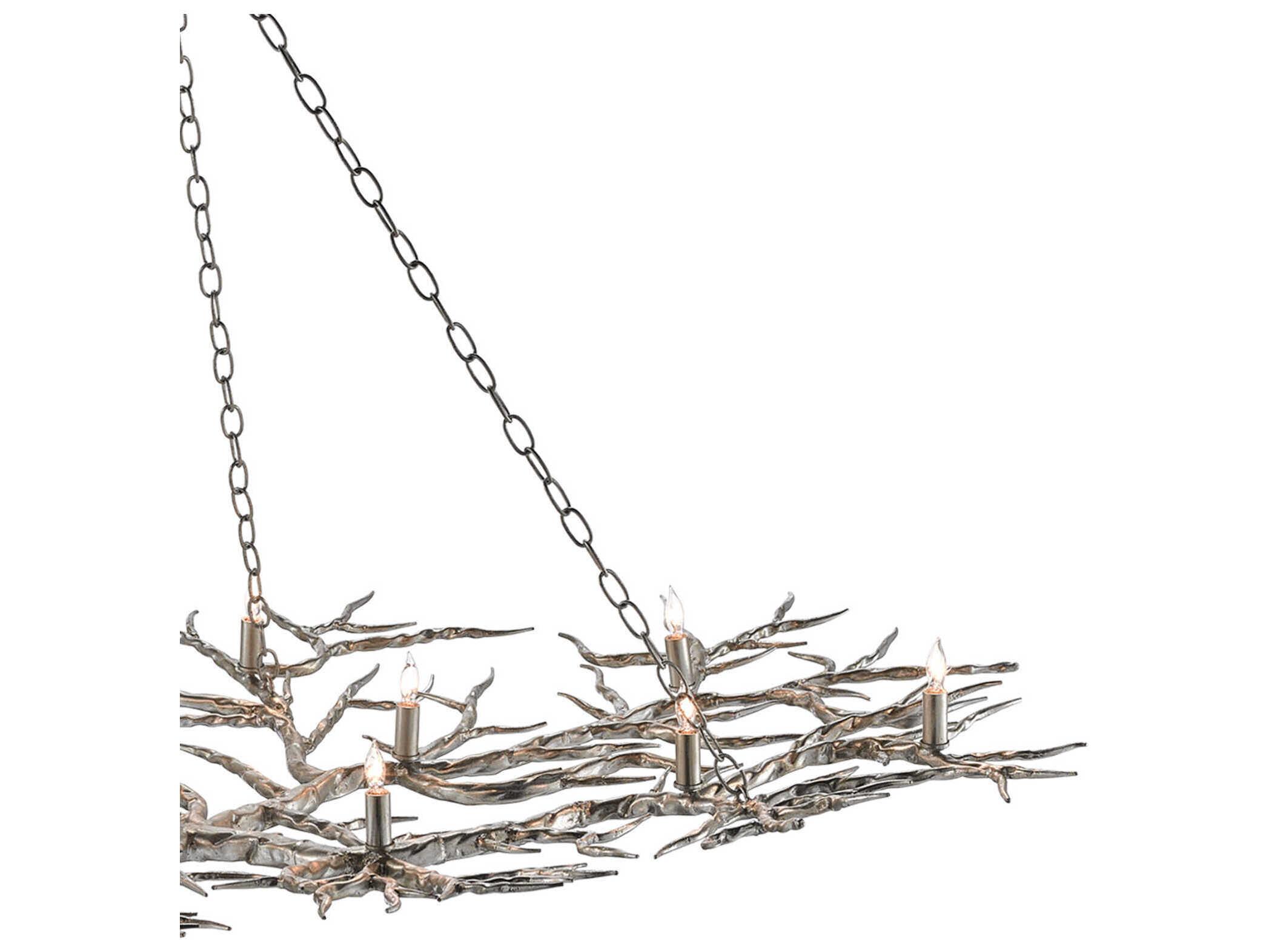 Currey & Company Rainforest 14-Light Silver Leaf Island Pendant