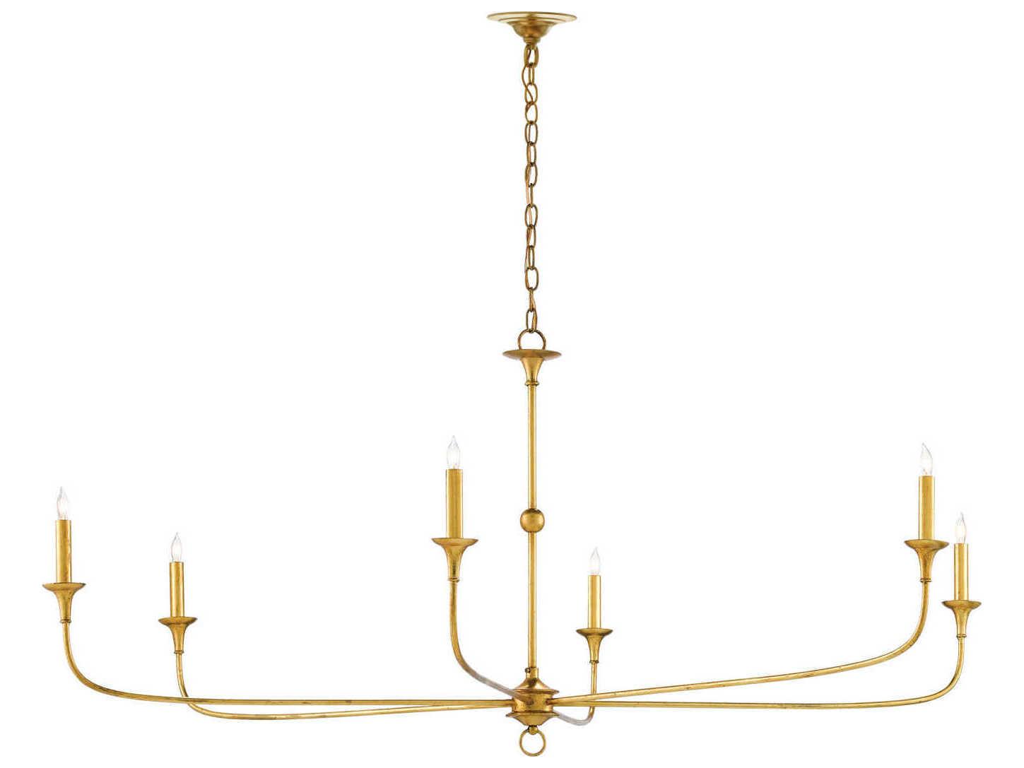 Currey & Company Nottaway 6-Light Contemporary Gold Leaf Candelabra Chandelier
