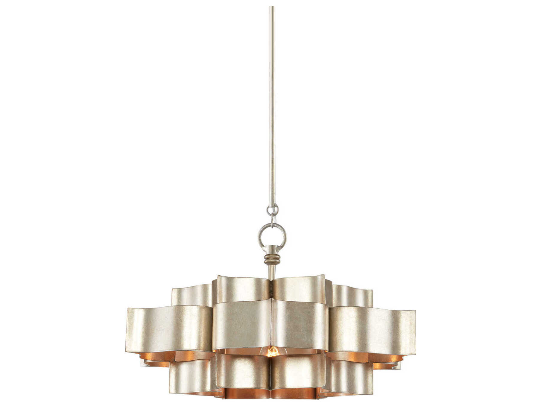 Currey & Company Grand Lotus 1-Light Contemporary Silver Leaf Pendant