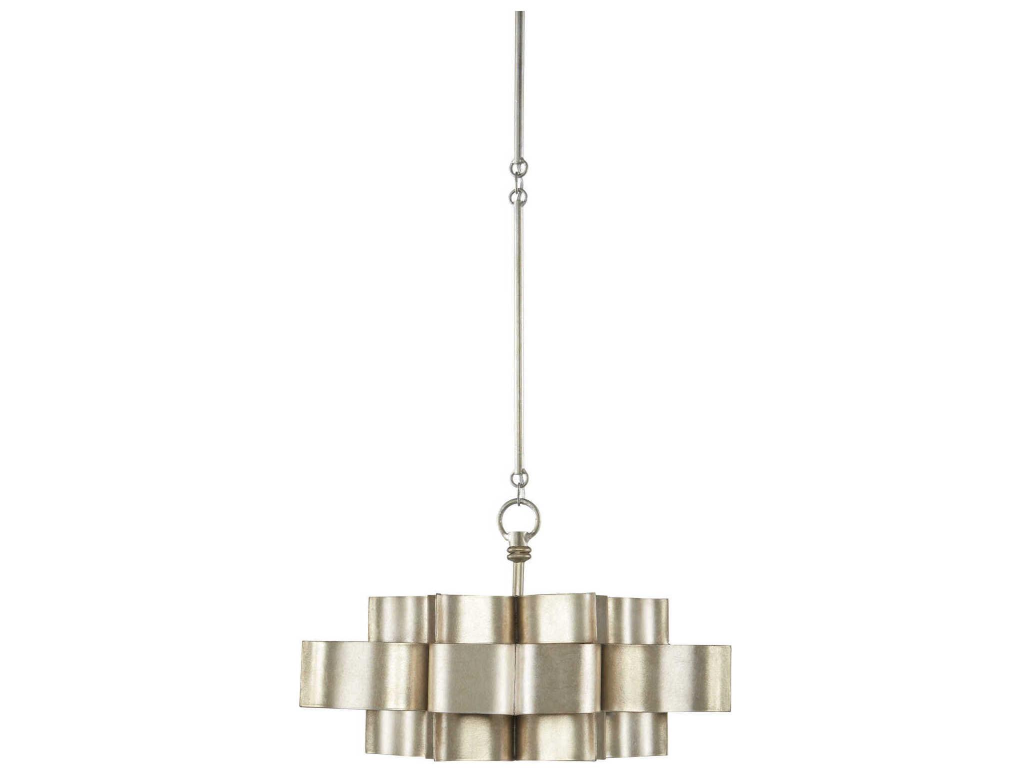 Currey & Company Grand Lotus 1-Light Contemporary Silver Leaf Pendant