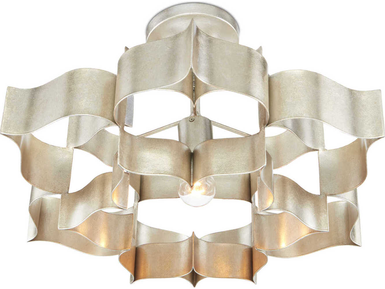 Currey & Company Grand Lotus 1-Light Contemporary Silver Leaf Pendant