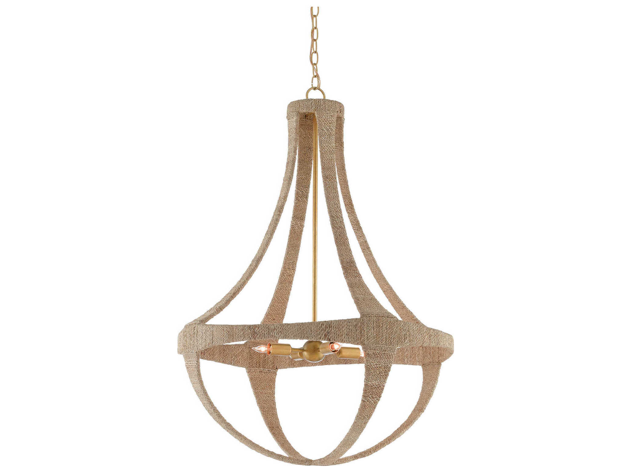 Currey & Company Ibiza 4-Light Natural Dark Contemporary Gold Leaf Brown Pendant