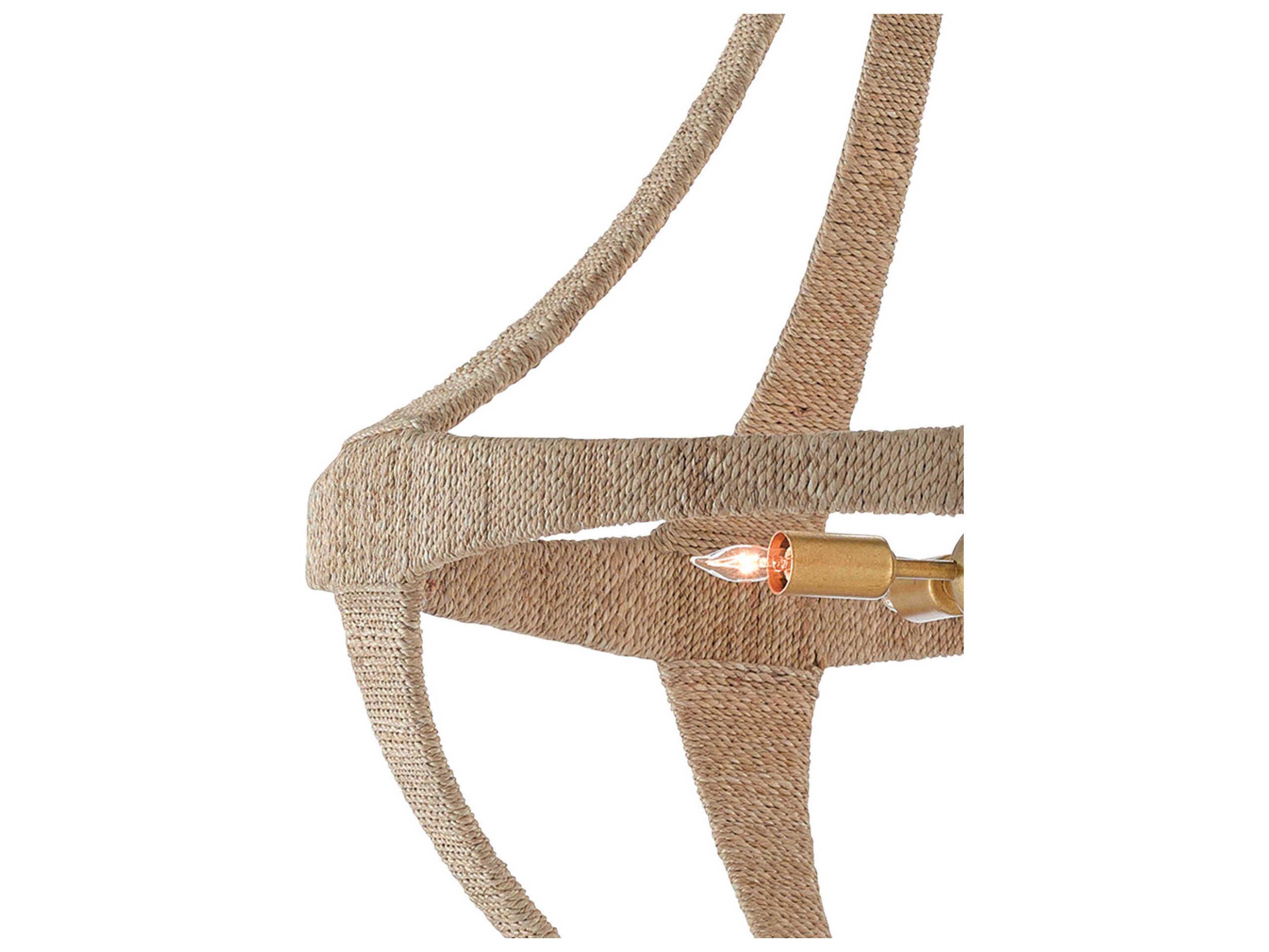 Currey & Company Ibiza 4-Light Natural Dark Contemporary Gold Leaf Brown Pendant