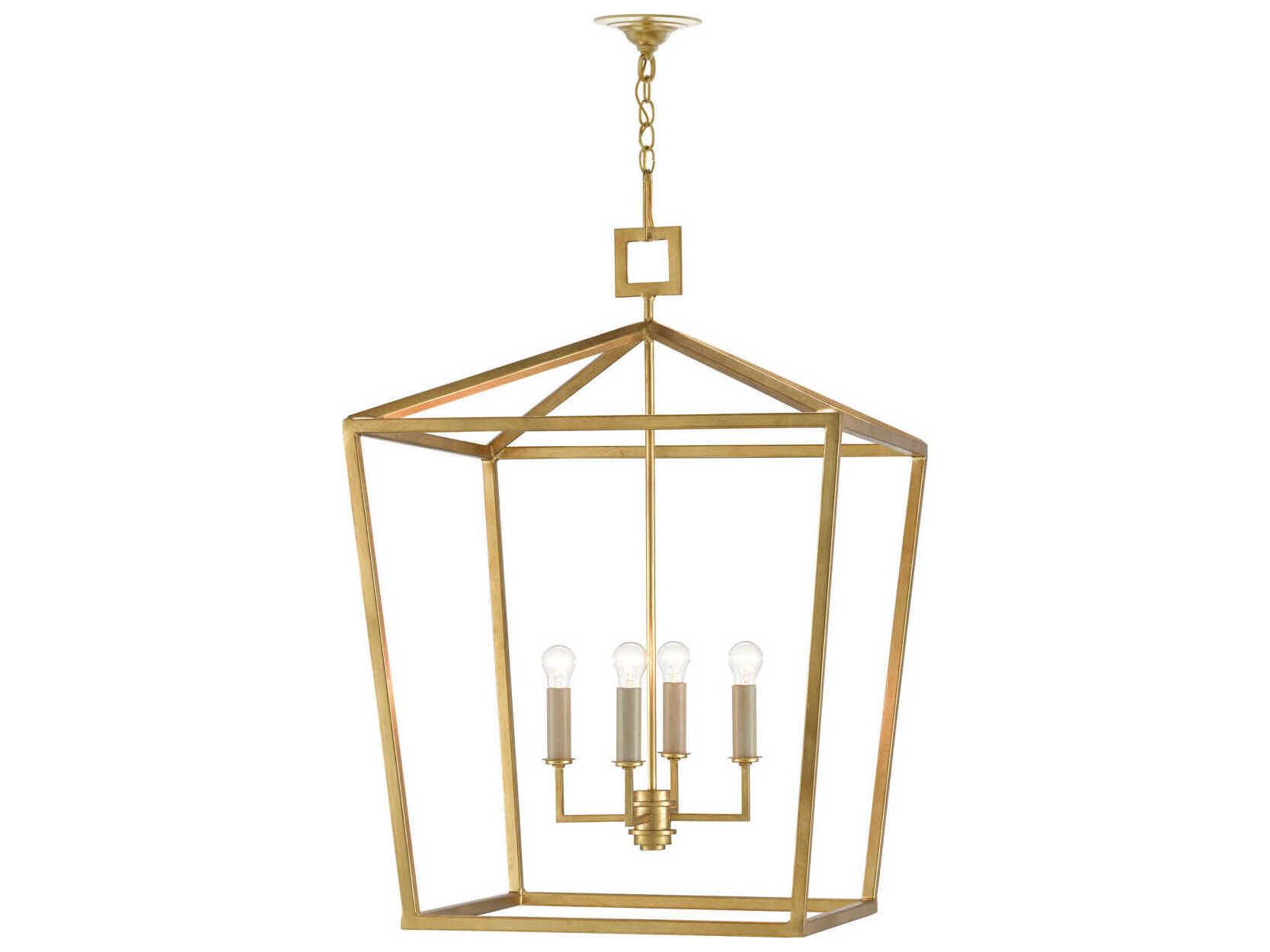 Currey & Company Denison 4-Light Contemporary Gold Leaf Candelabra Chandelier