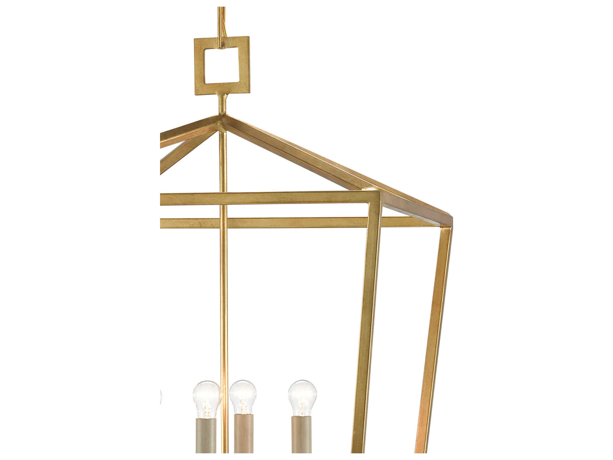 Currey & Company Denison 4-Light Contemporary Gold Leaf Candelabra Chandelier