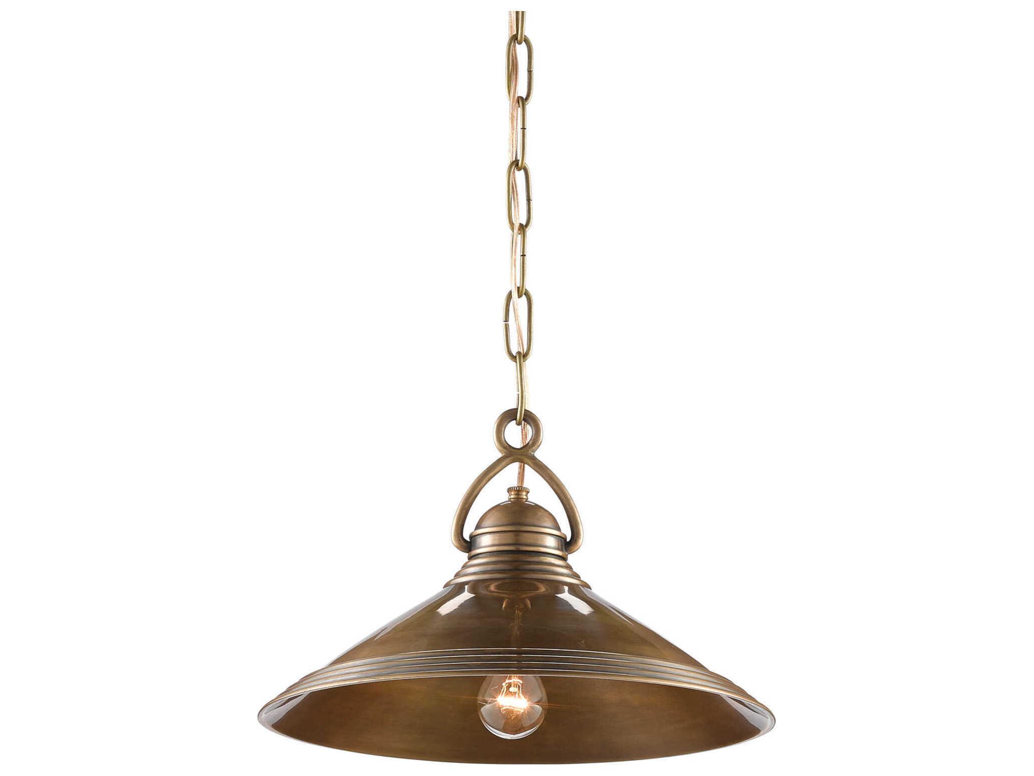 Currey & Company Weybright 1-Light Vintage Brass Bell Pendant