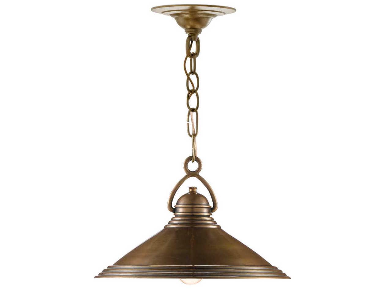 Currey & Company Weybright 1-Light Vintage Brass Bell Pendant