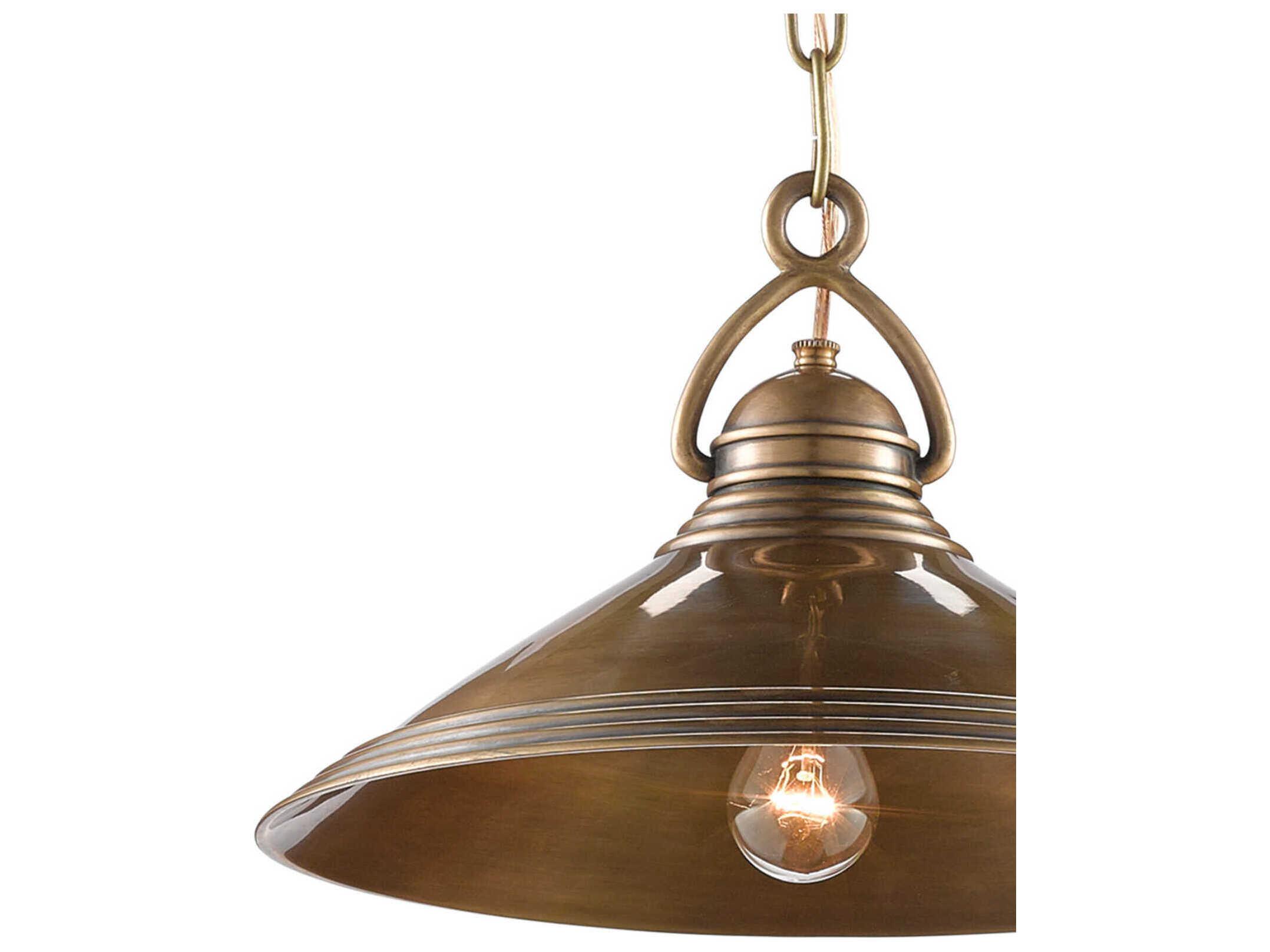 Currey & Company Weybright 1-Light Vintage Brass Bell Pendant
