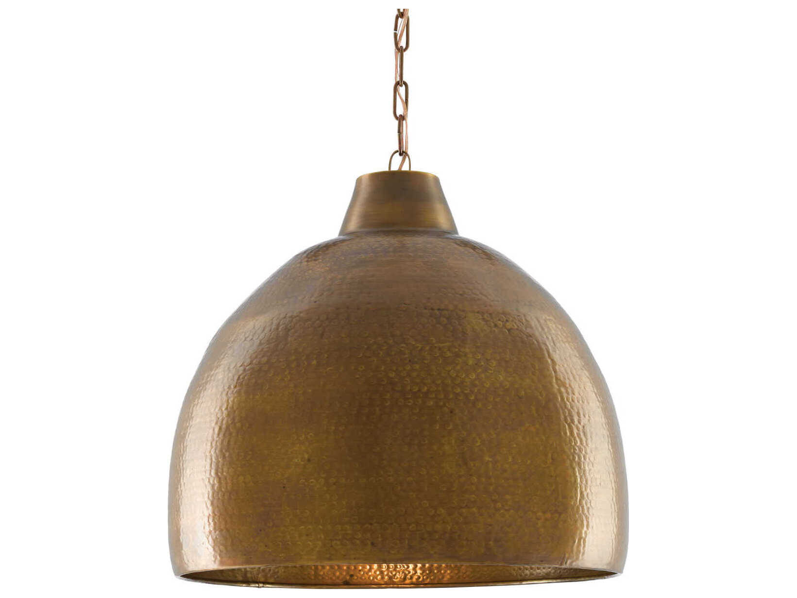 Currey & Company Earthshine 1-Light Vintage Brass Bell Pendant