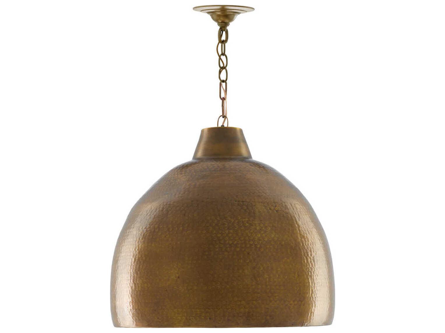 Currey & Company Earthshine 1-Light Vintage Brass Bell Pendant