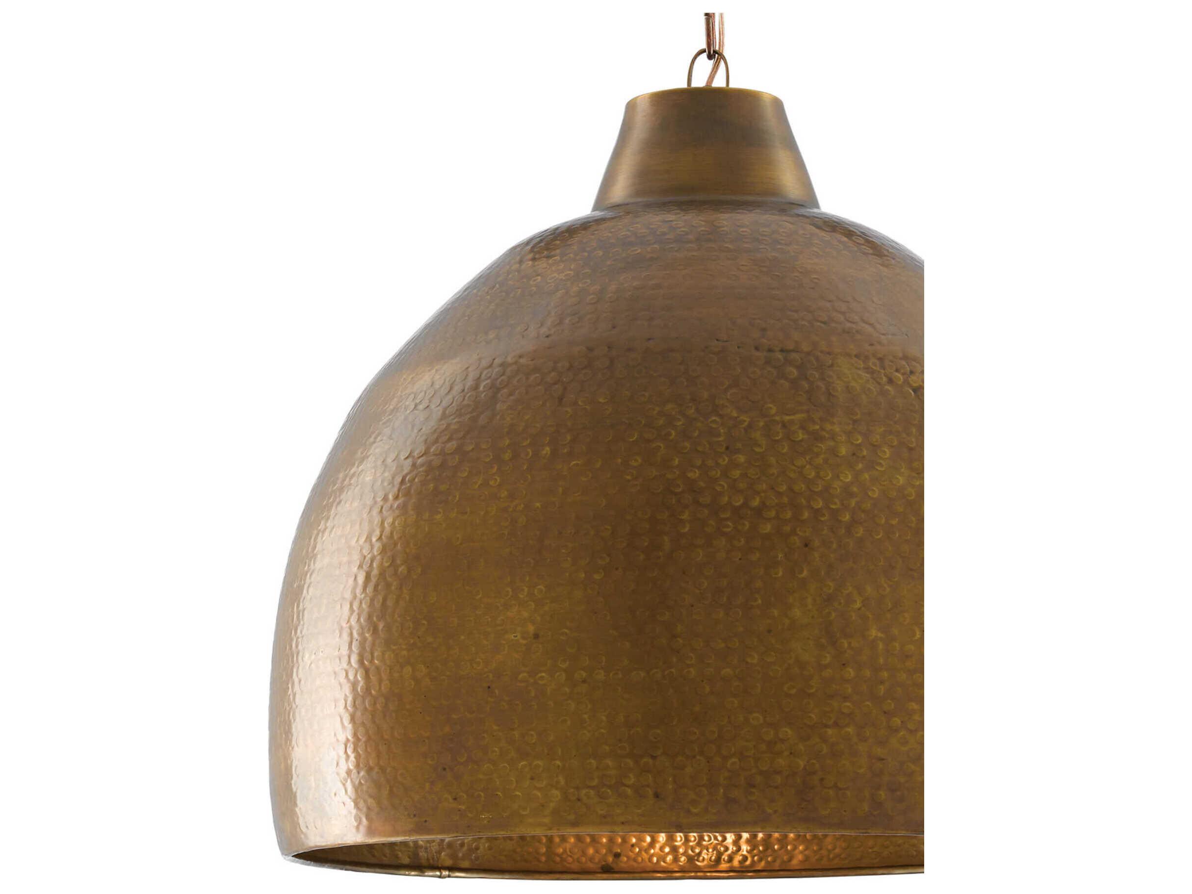 Currey & Company Earthshine 1-Light Vintage Brass Bell Pendant