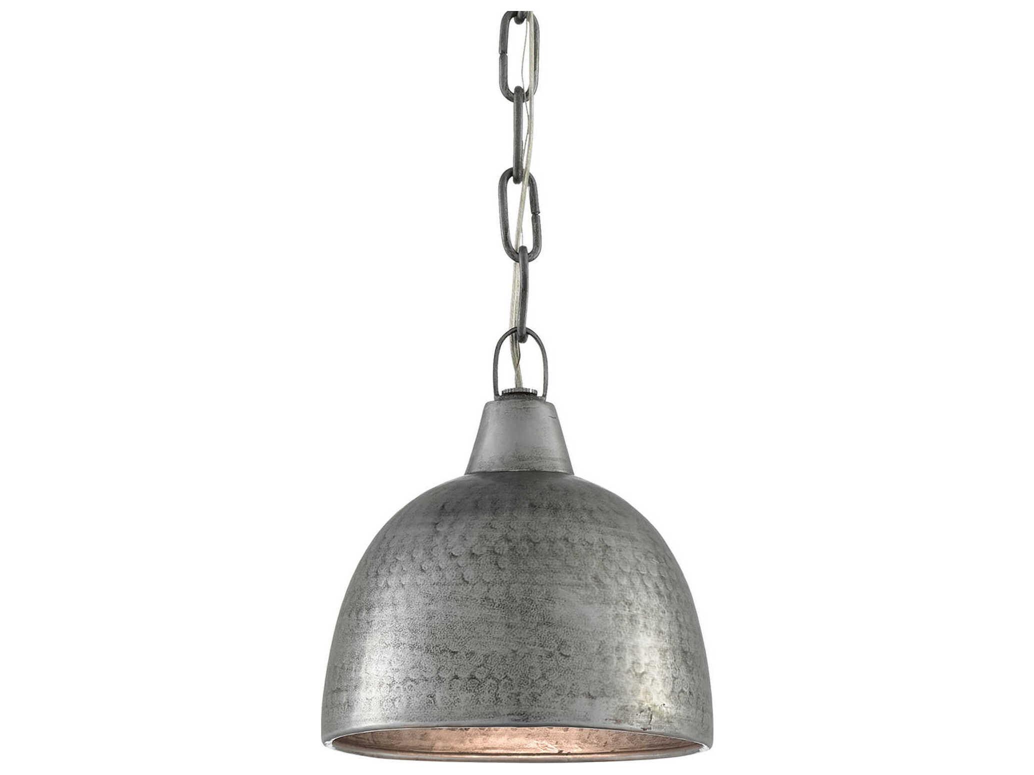 Currey & Company Earthshine 1-Light Blackened Steel Bell Mini Pendant