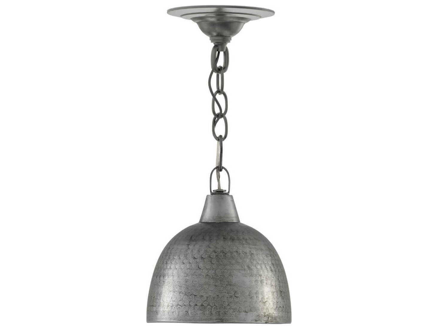 Currey & Company Earthshine 1-Light Blackened Steel Bell Mini Pendant