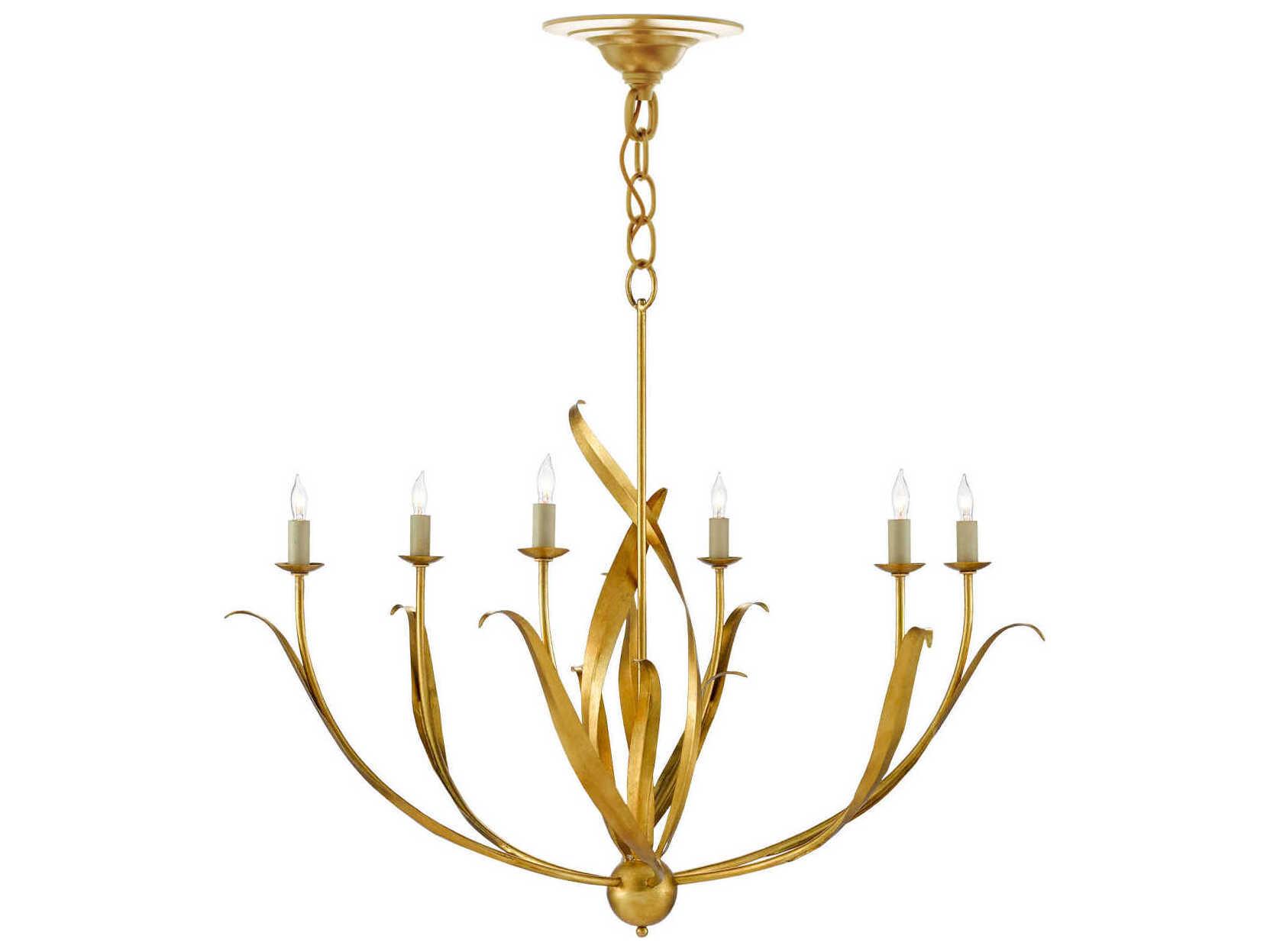 Currey & Company Menefee 6-Light Antique Gold Leaf Chandelier