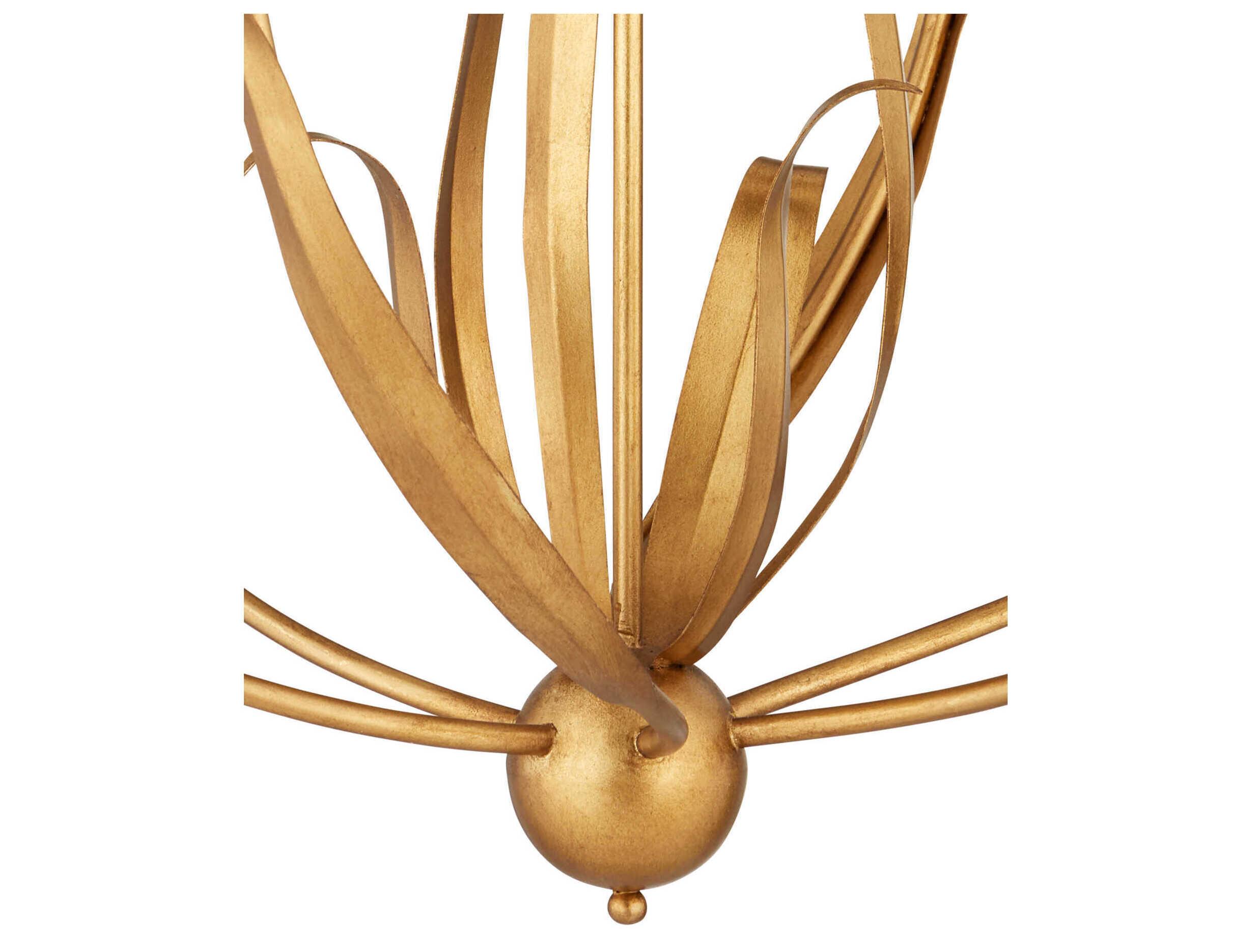 Currey & Company Menefee 6-Light Antique Gold Leaf Chandelier