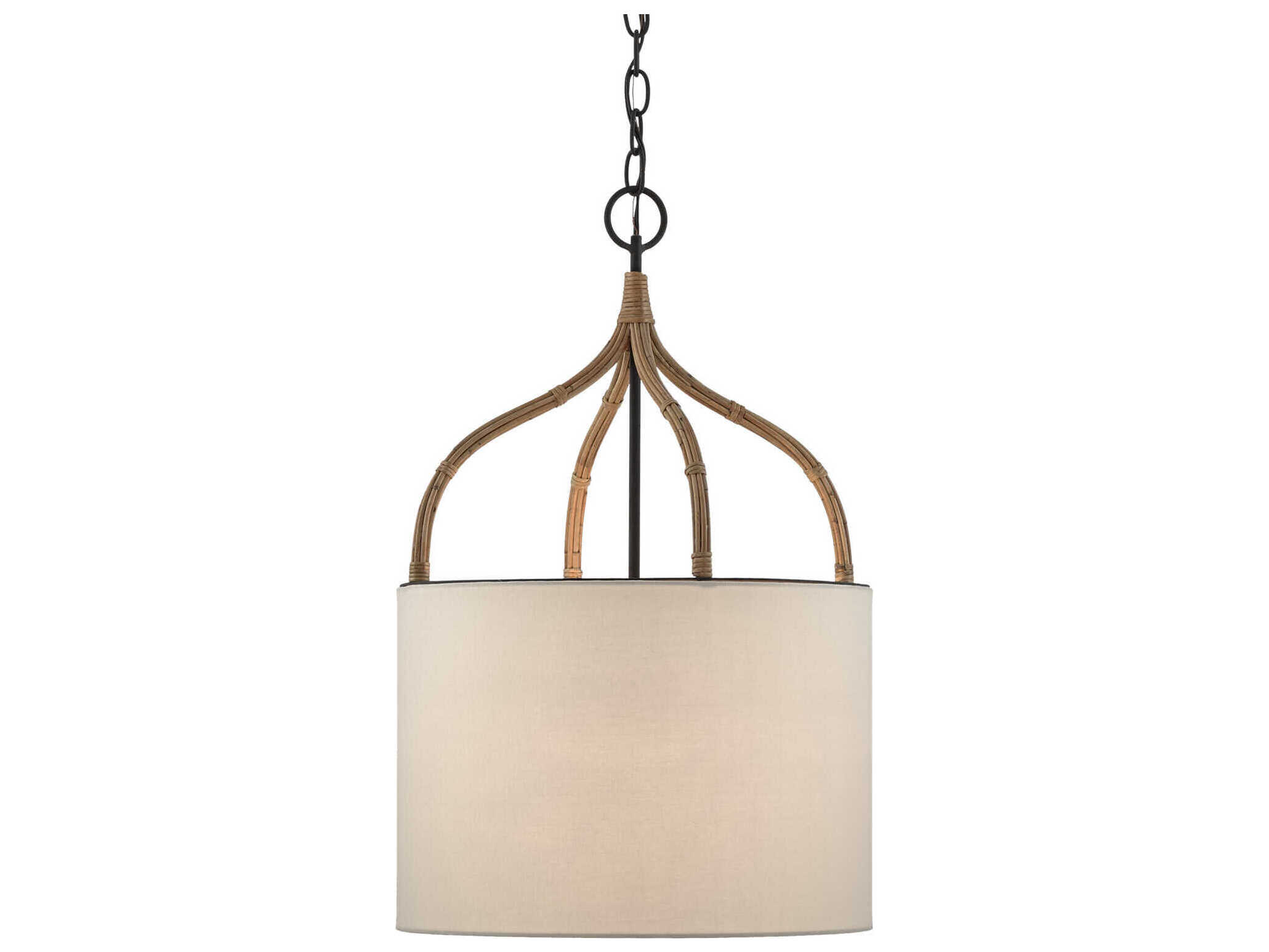 Currey & Company Dunning 1-Light Blacksmith Natural Brown Cylinder Pendant