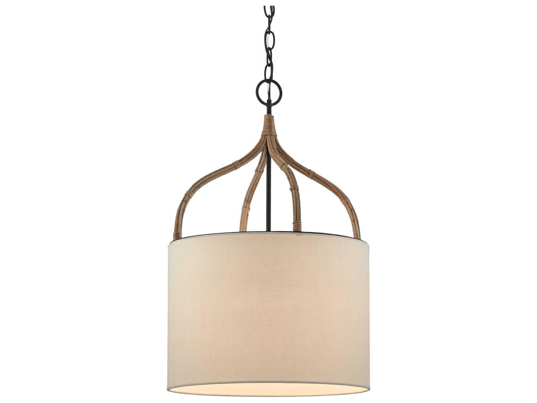 Currey & Company Dunning 1-Light Blacksmith Natural Brown Cylinder Pendant