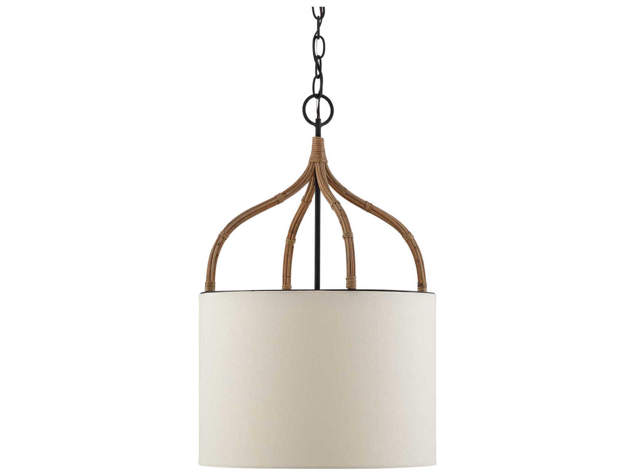 Currey & Company Dunning 1-Light Blacksmith Natural Brown Cylinder Pendant