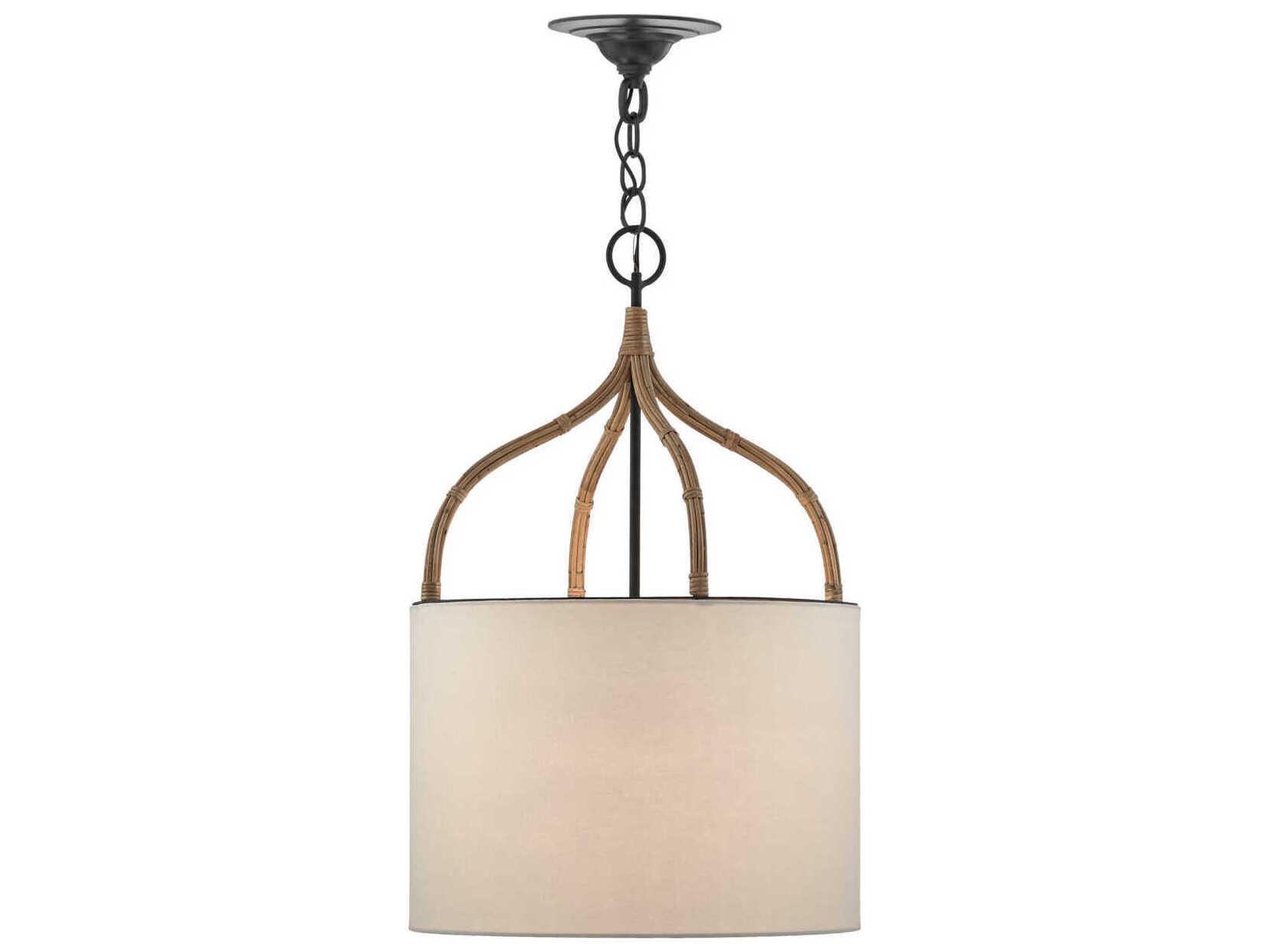 Currey & Company Dunning 1-Light Blacksmith Natural Brown Cylinder Pendant