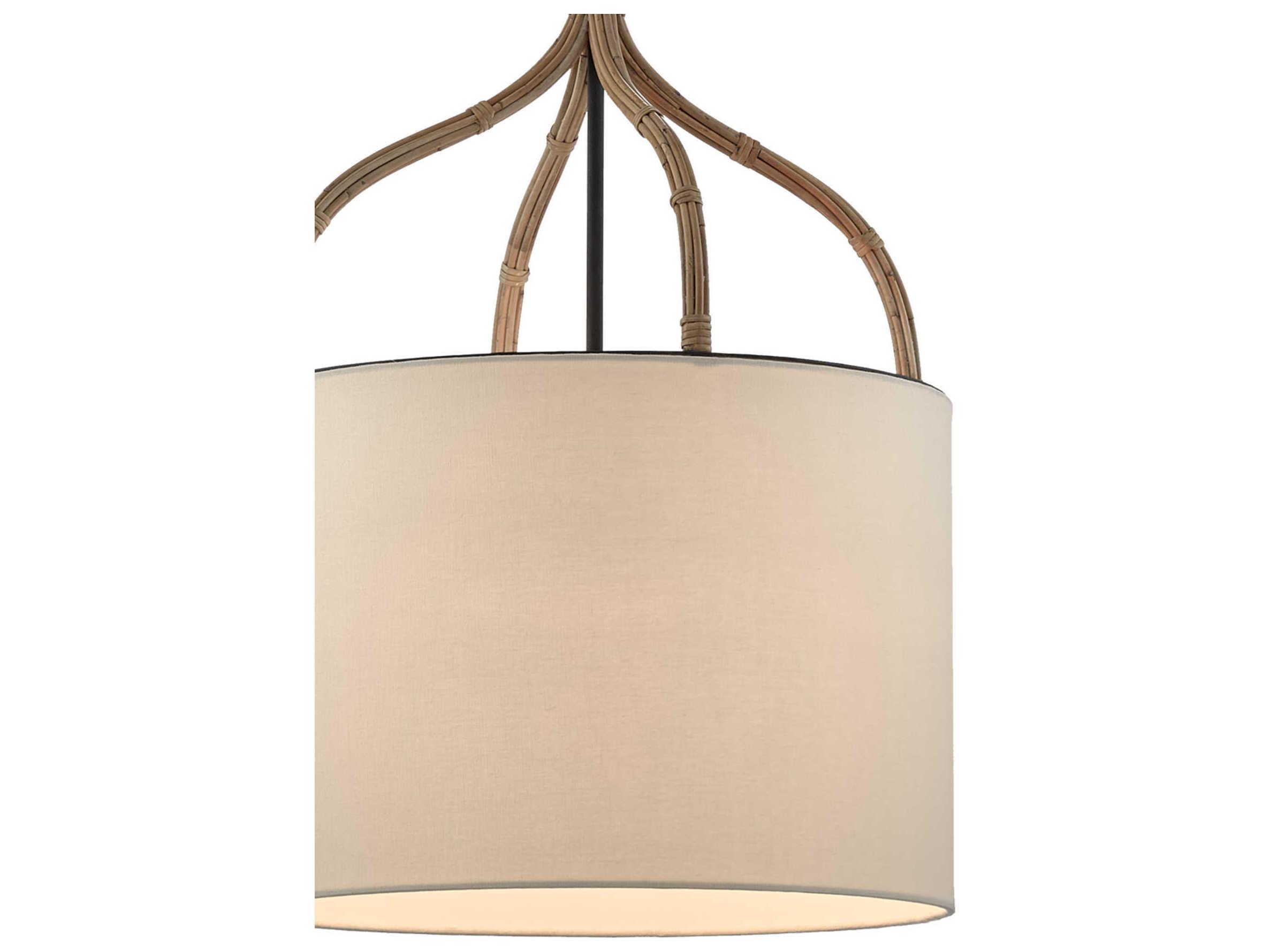 Currey & Company Dunning 1-Light Blacksmith Natural Brown Cylinder Pendant