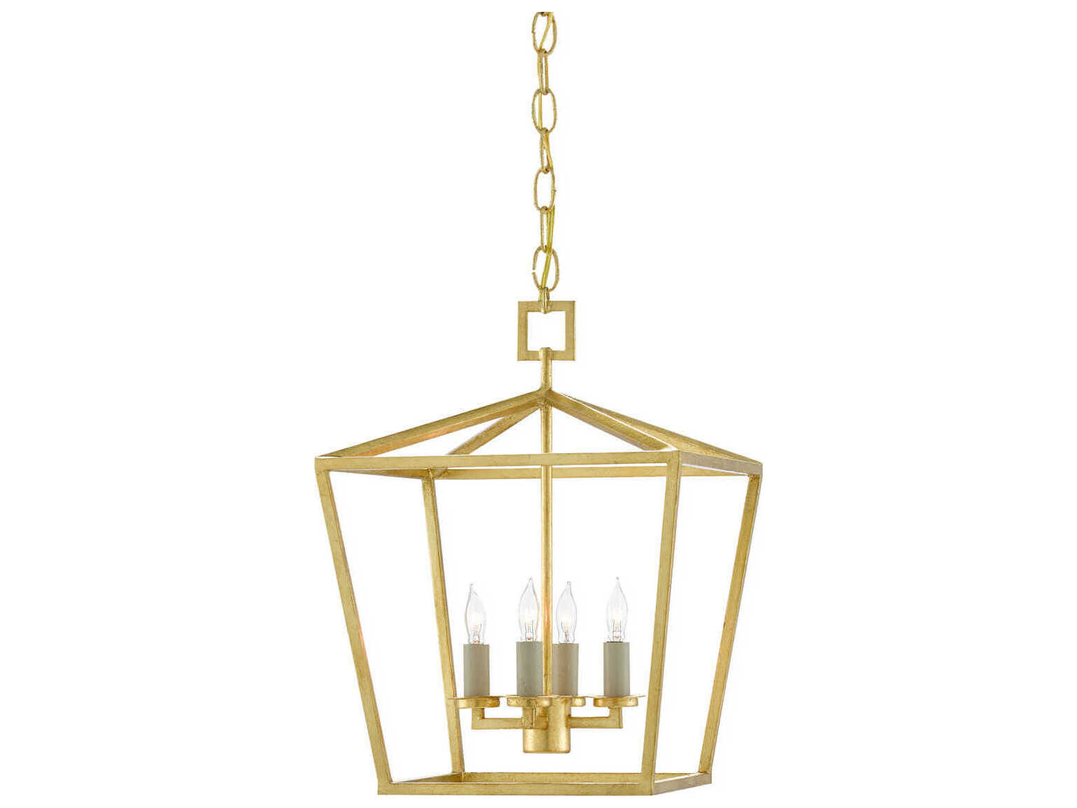 Currey & Company Denison 4-Light Contemporary Gold Leaf Candelabra Chandelier