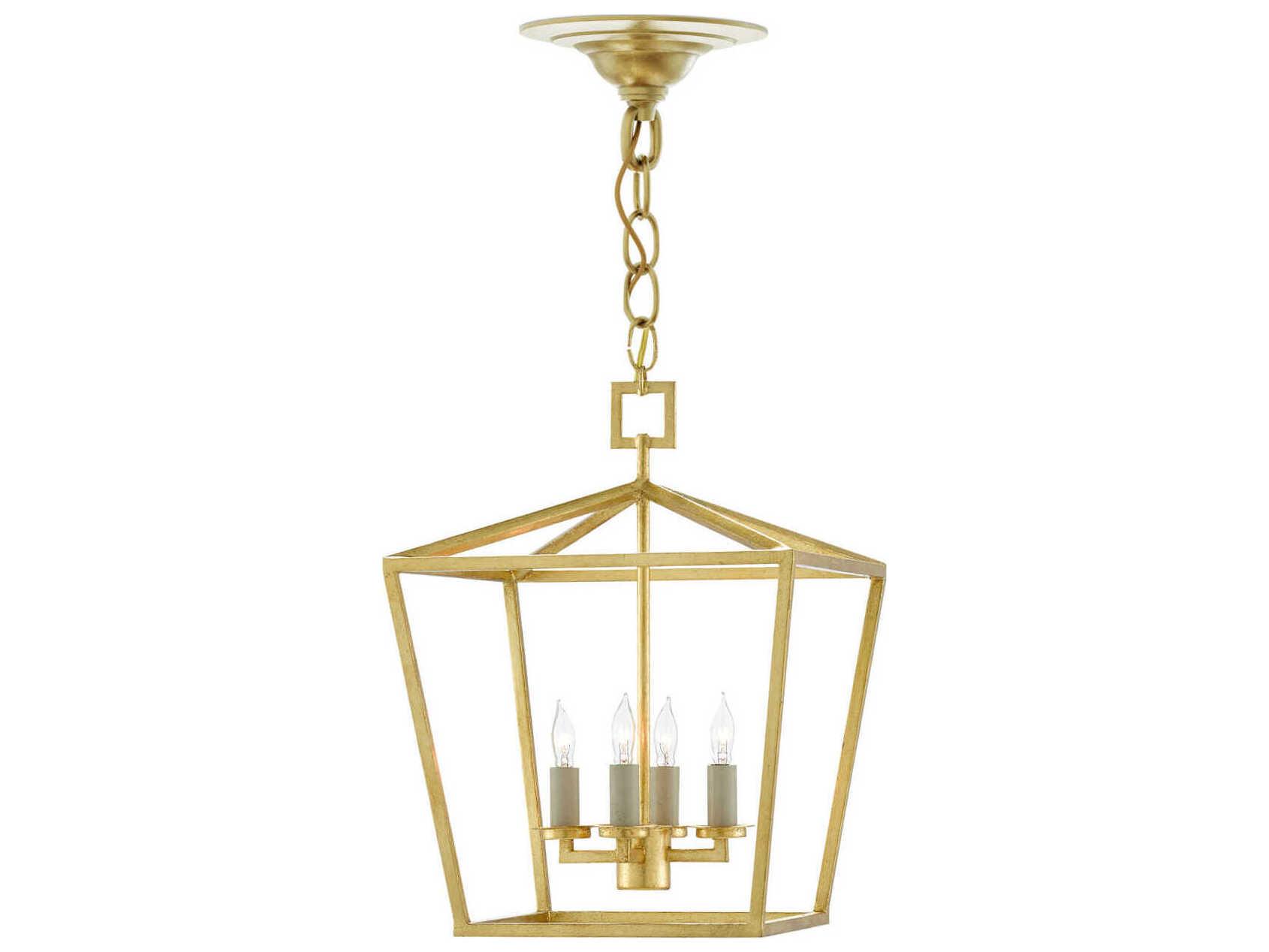 Currey & Company Denison 4-Light Contemporary Gold Leaf Candelabra Chandelier