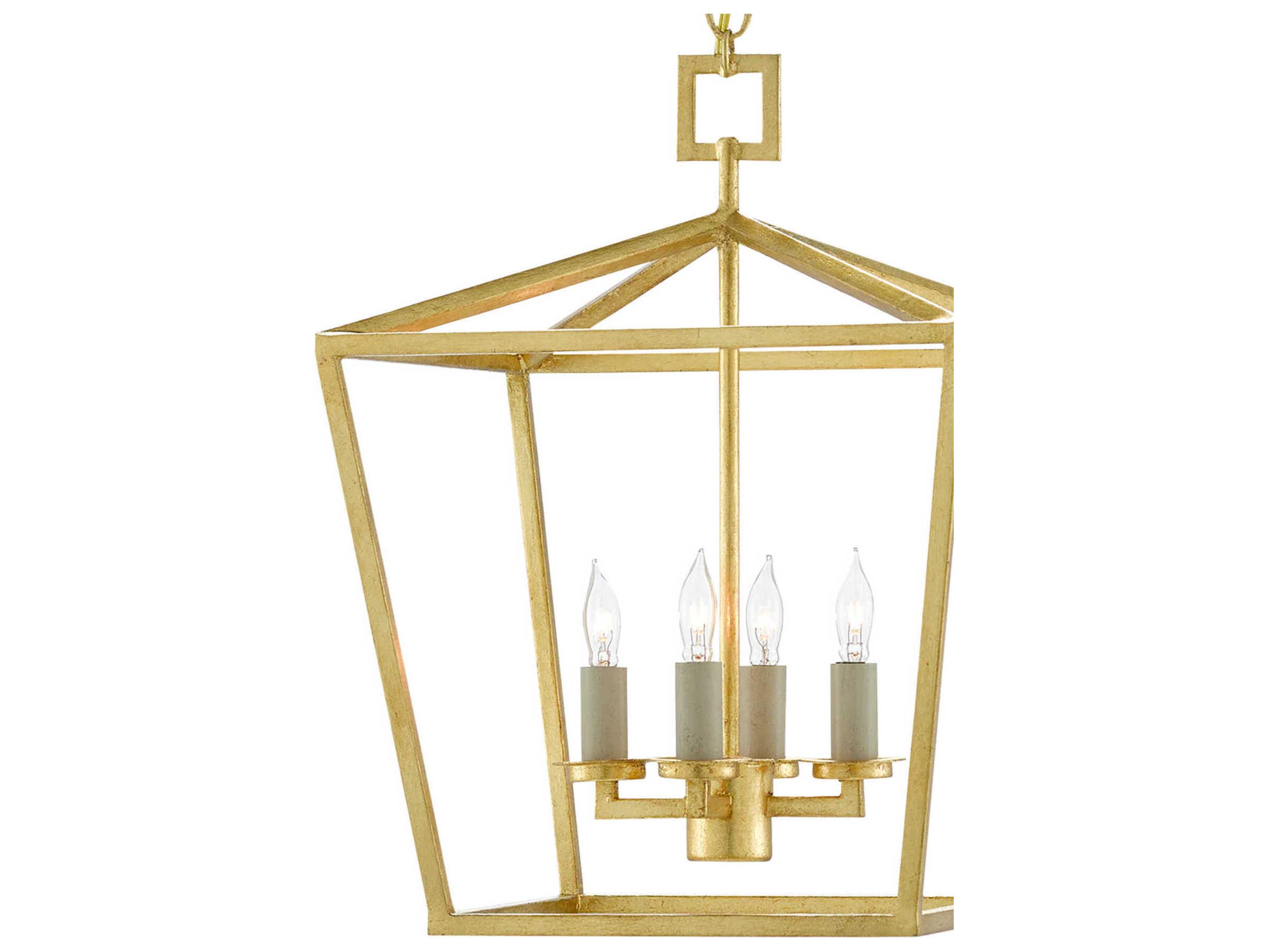 Currey & Company Denison 4-Light Contemporary Gold Leaf Candelabra Chandelier