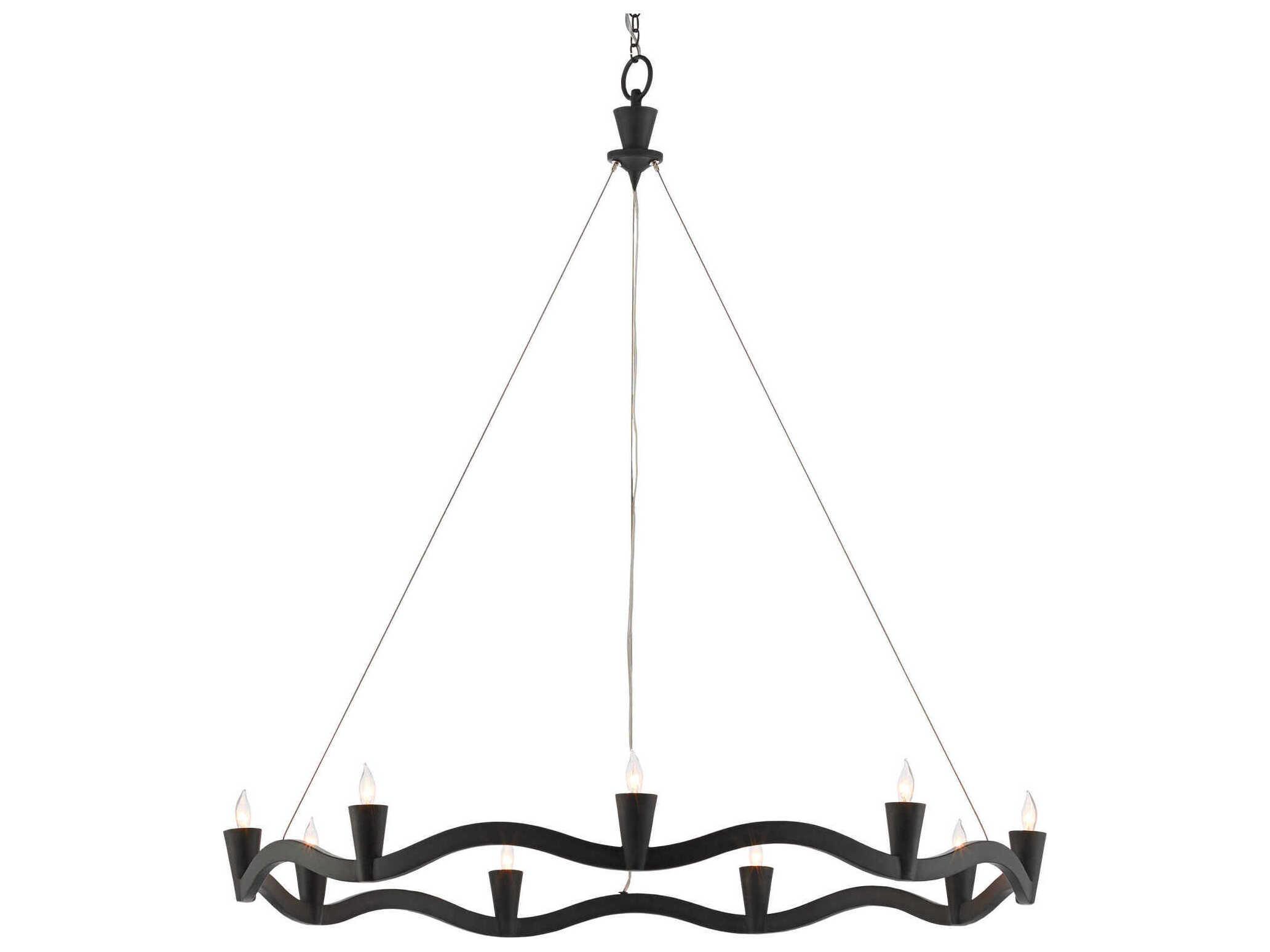 Currey & Company Serpentina 9-Light Antique Black Candelabra Round Chandelier