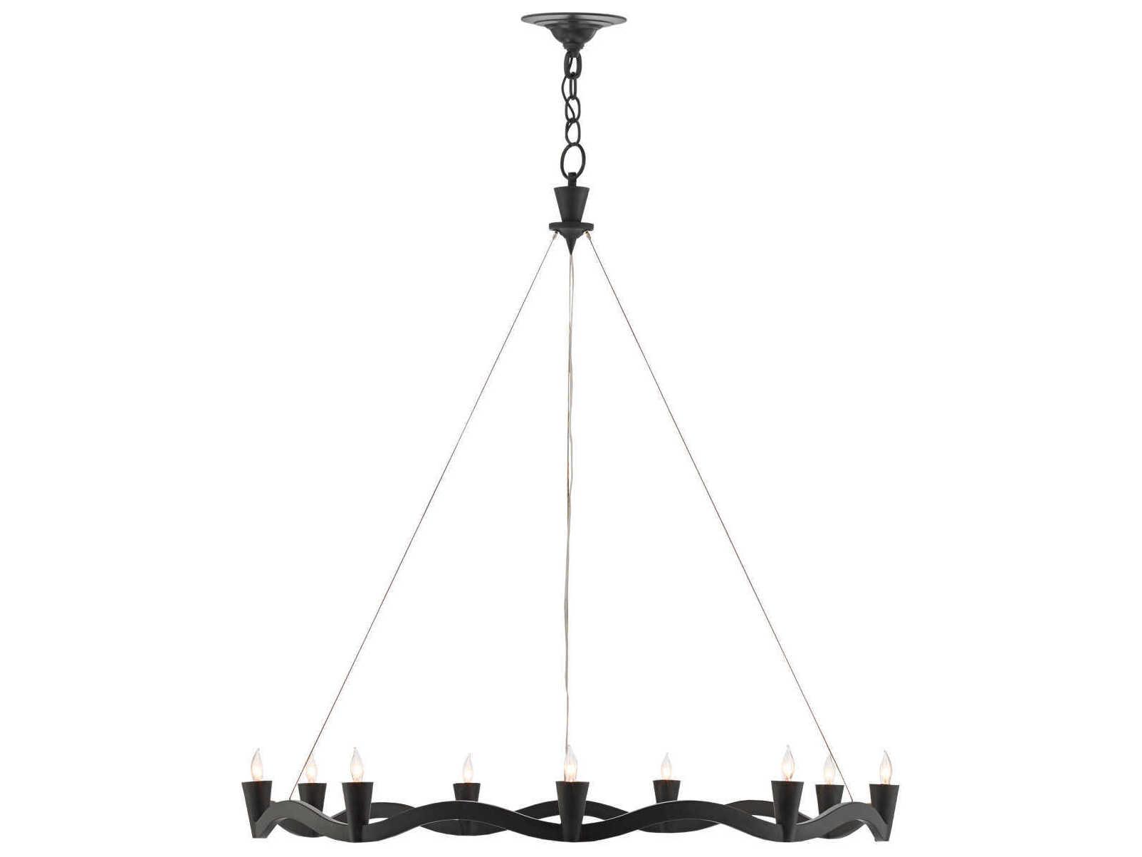 Currey & Company Serpentina 9-Light Antique Black Candelabra Round Chandelier