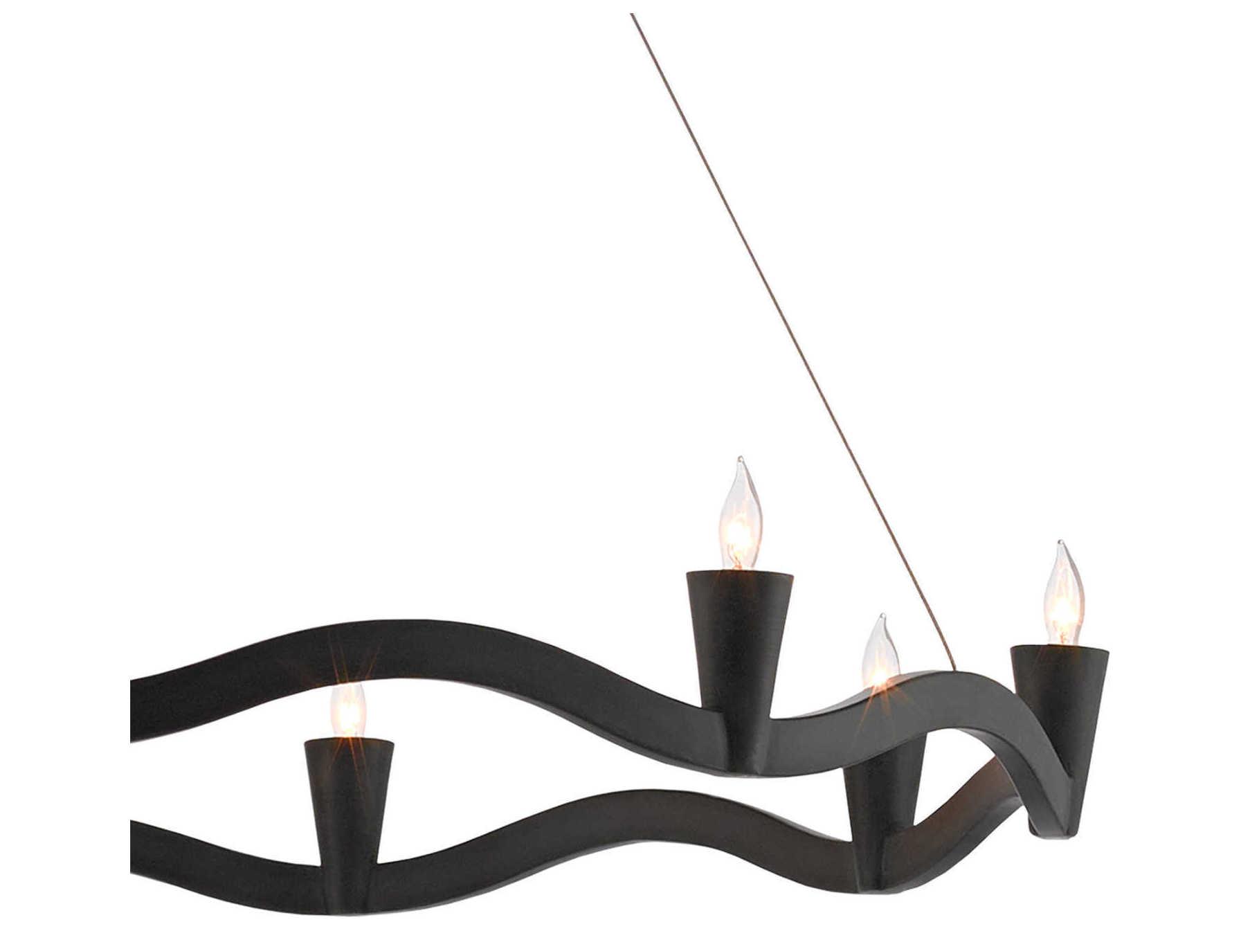 Currey & Company Serpentina 9-Light Antique Black Candelabra Round Chandelier