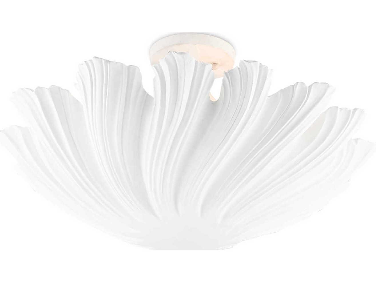 Currey & Company Hadley 3-Light Gesso White Bowl Semi Flush Mount