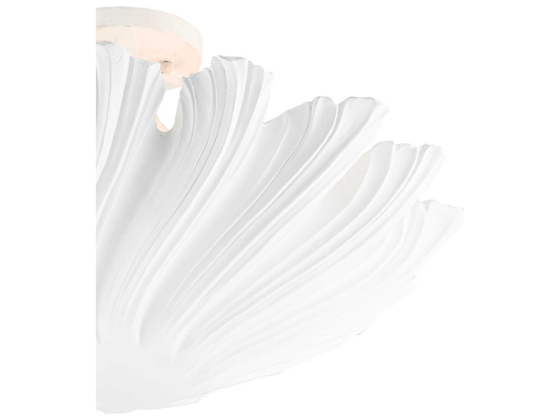 Currey & Company Hadley 3-Light Gesso White Bowl Semi Flush Mount