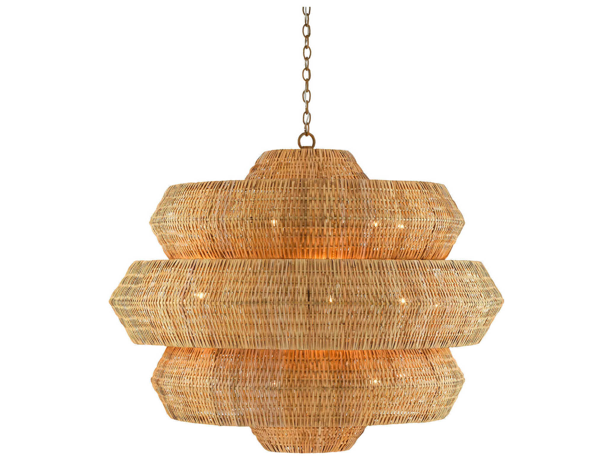 Currey & Company Antibes 18-Light Khaki Natural Brown Tiered Chandelier