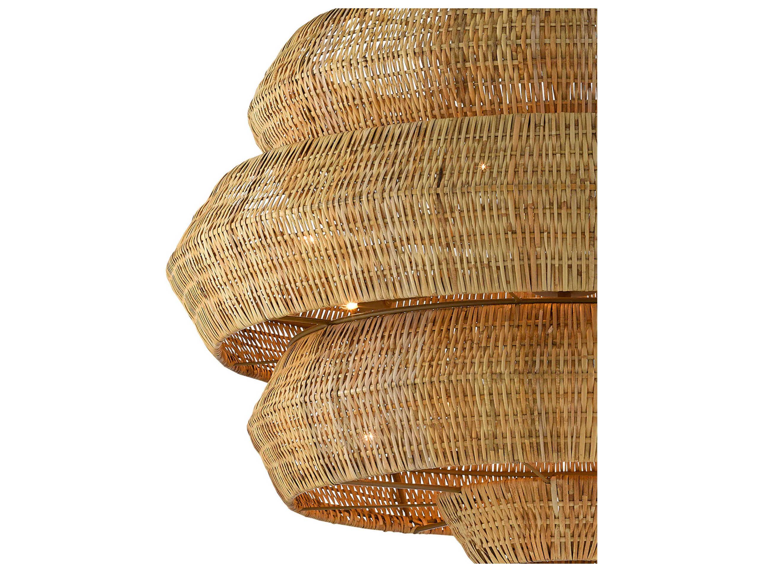 Currey & Company Antibes 18-Light Khaki Natural Brown Tiered Chandelier