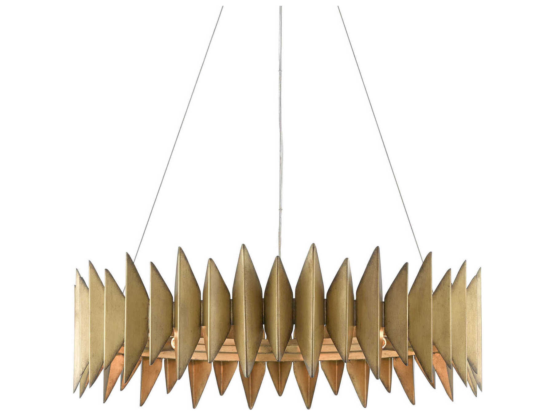 Currey & Company Potter 8-Light Aurora Antique Gold Round Pendant