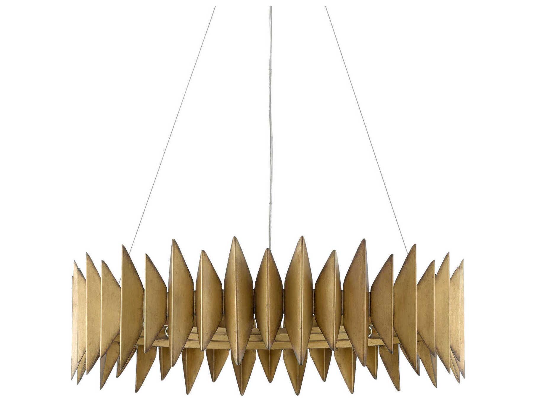 Currey & Company Potter 8-Light Aurora Antique Gold Round Pendant