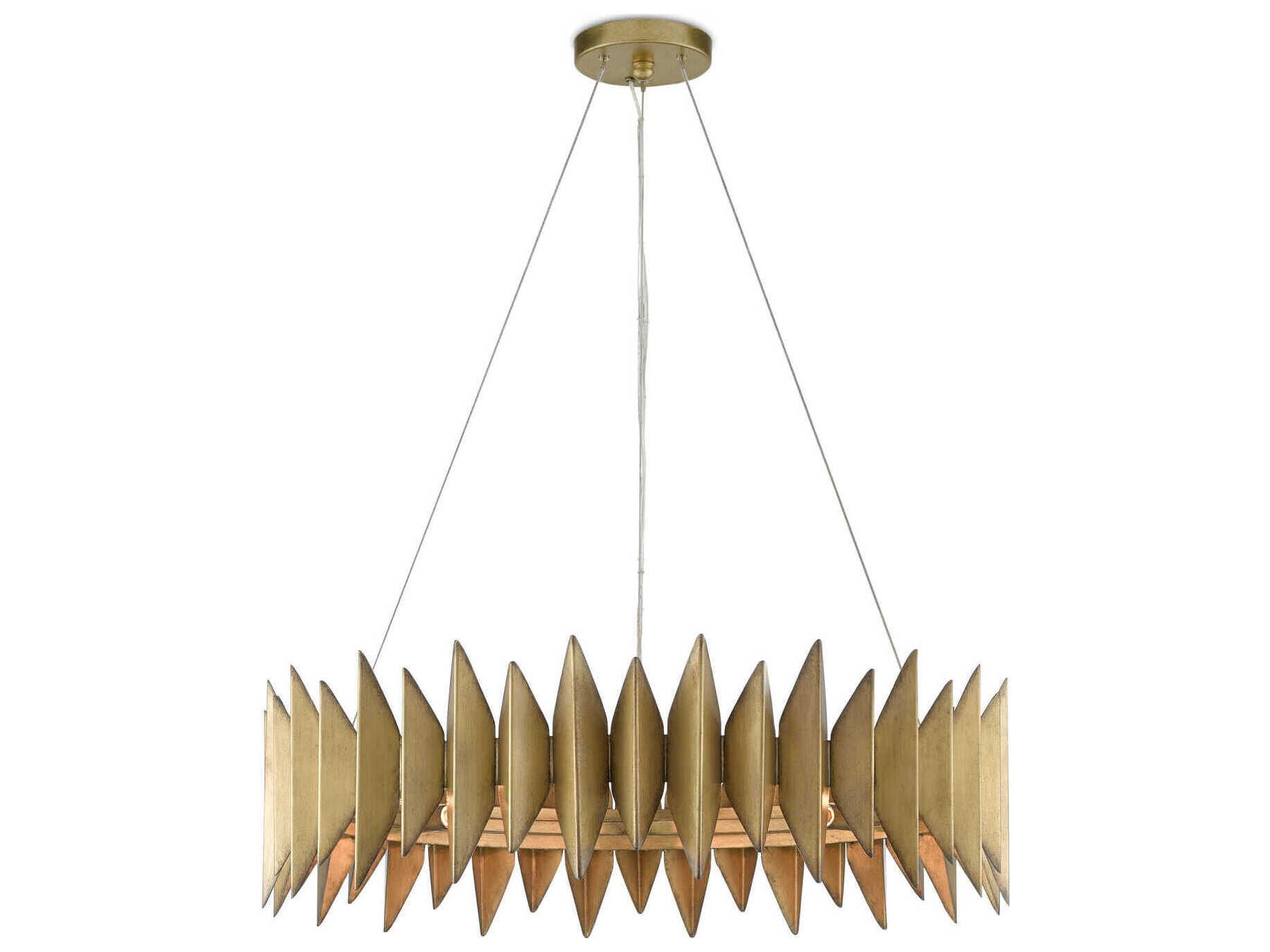 Currey & Company Potter 8-Light Aurora Antique Gold Round Pendant