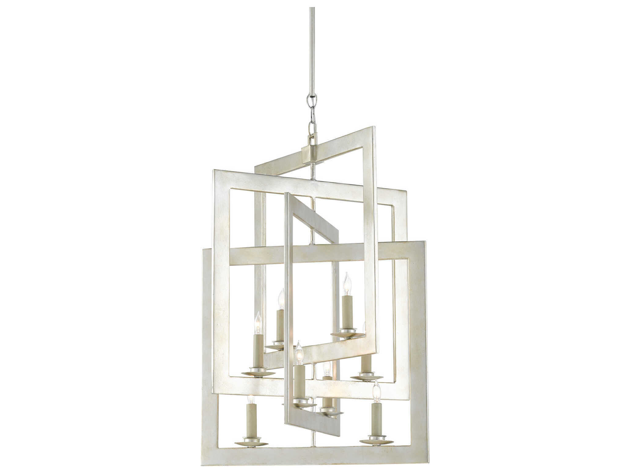 Currey & Company Middleton 8-Light Contemporary Silver Leaf Candelabra Chandelier
