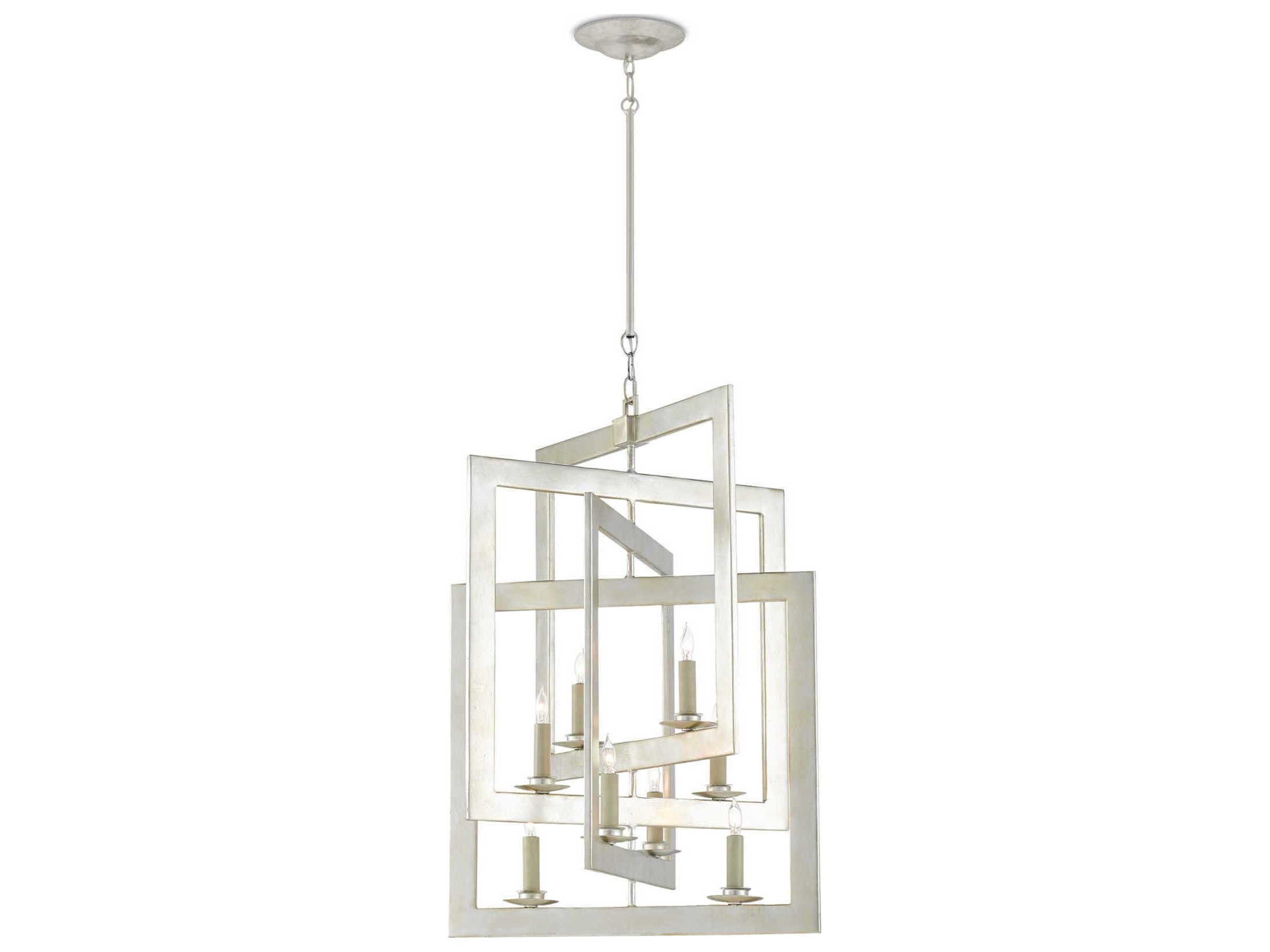 Currey & Company Middleton 8-Light Contemporary Silver Leaf Candelabra Chandelier